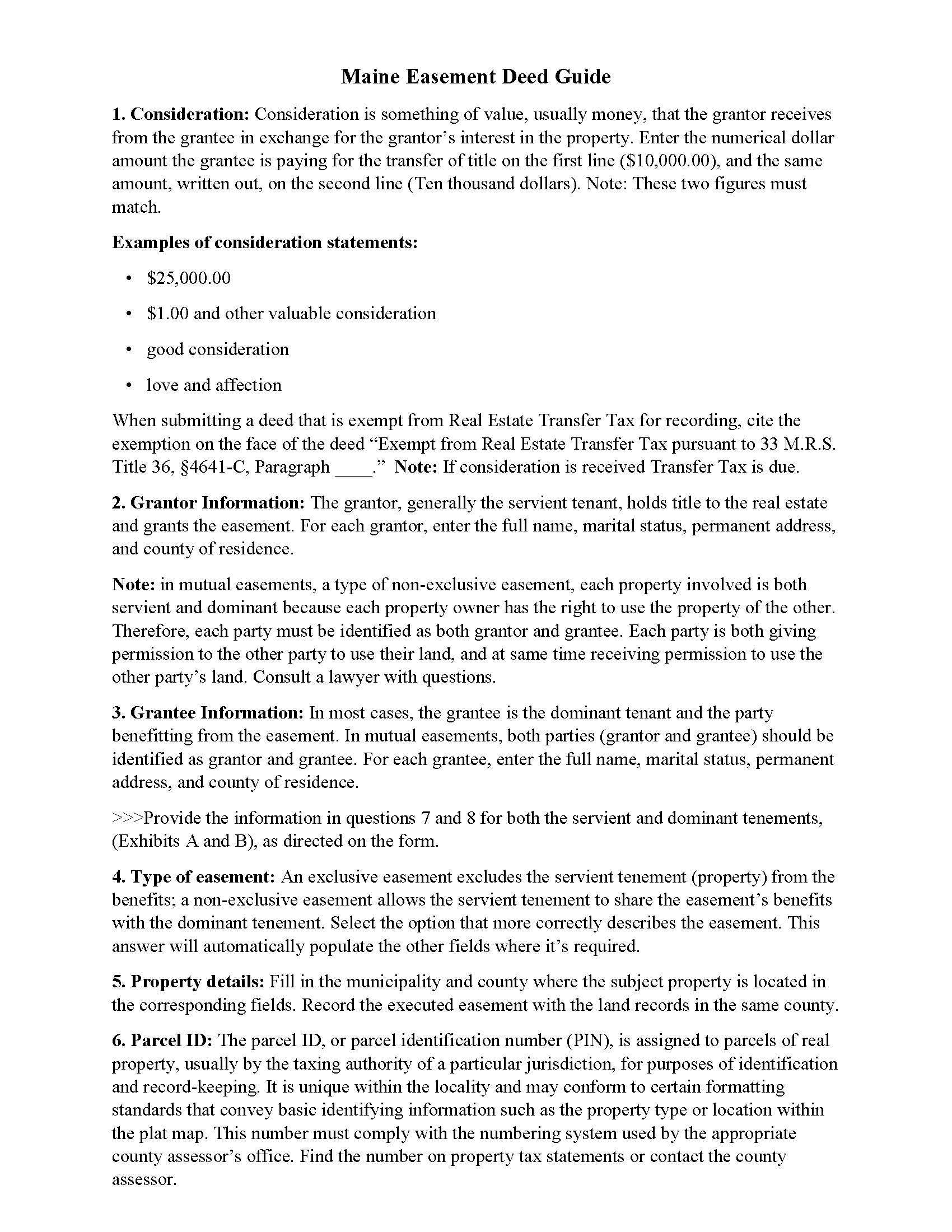 Somerset County Easement Deed Guide