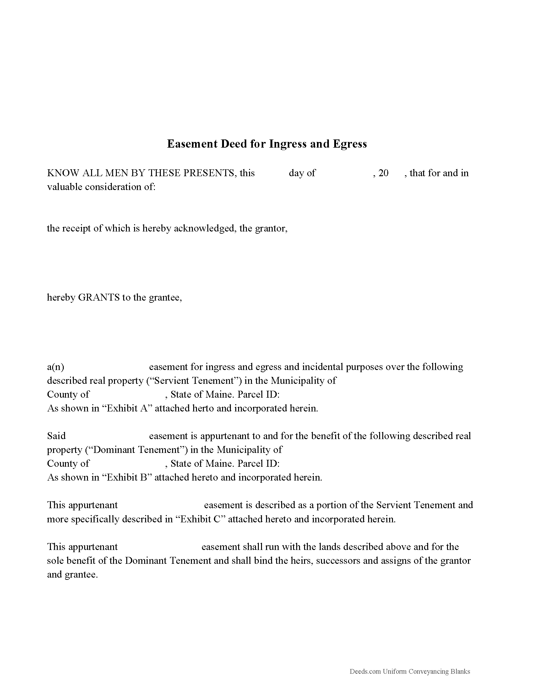 Somerset County Easement Deed Form