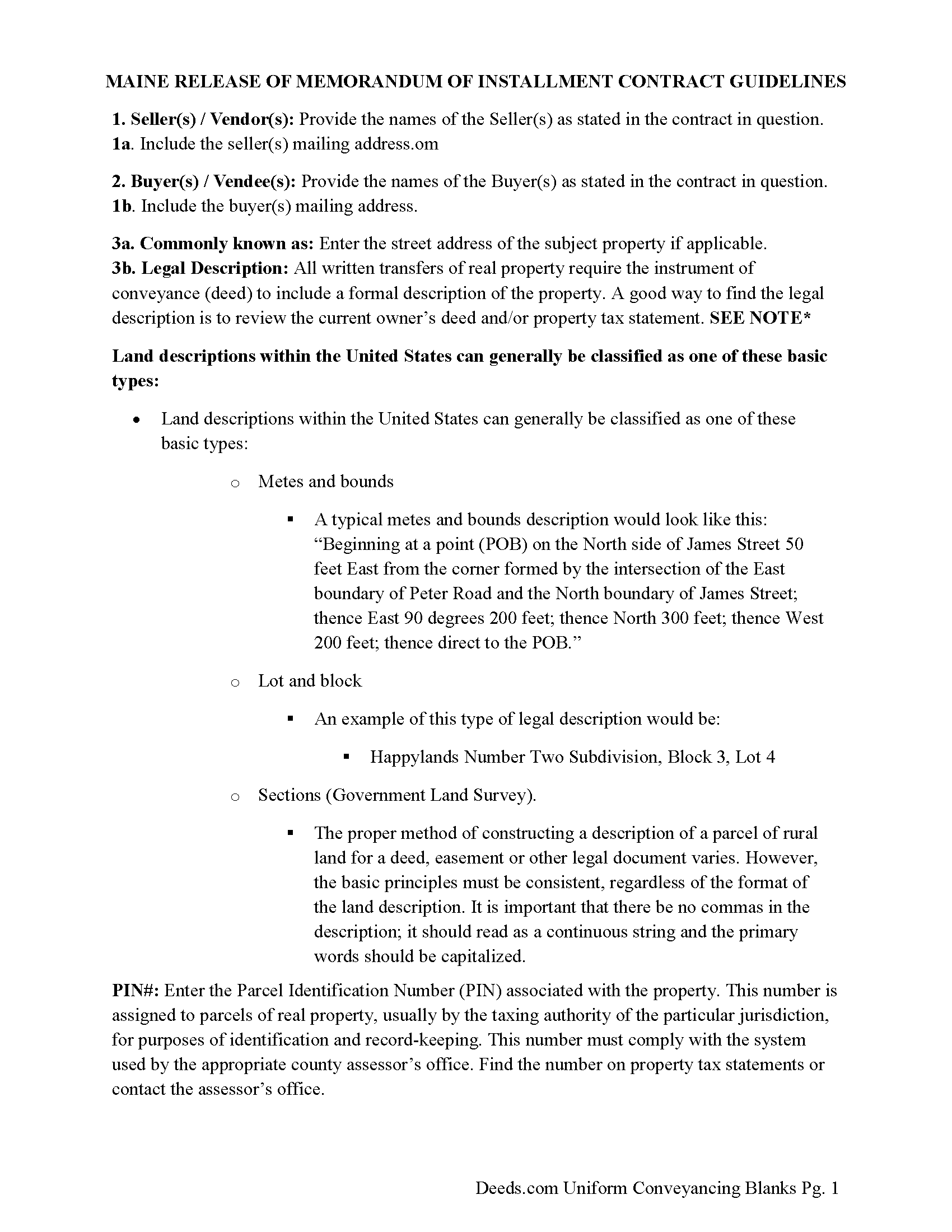 Waldo County Full Release of Memorandum of a Land Installment Contract Guide