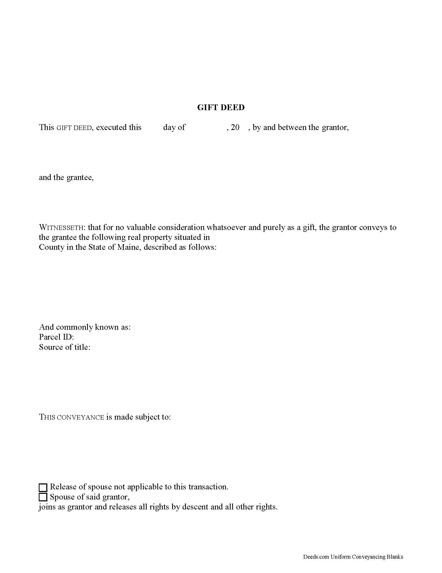 Penobscot County Gift Deed Form