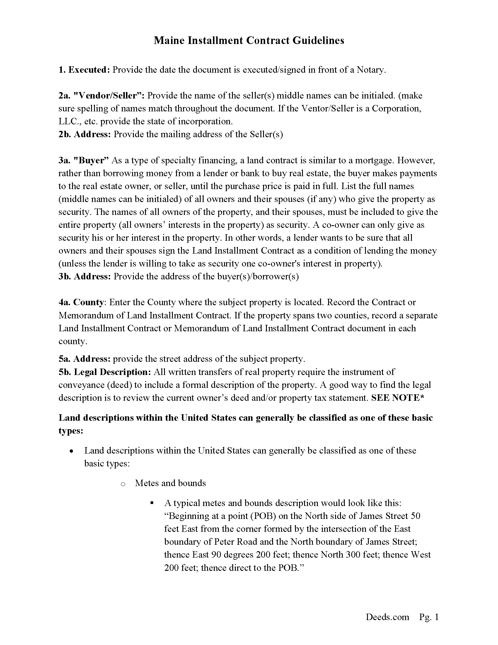 Waldo County Land Installment Contract Guide