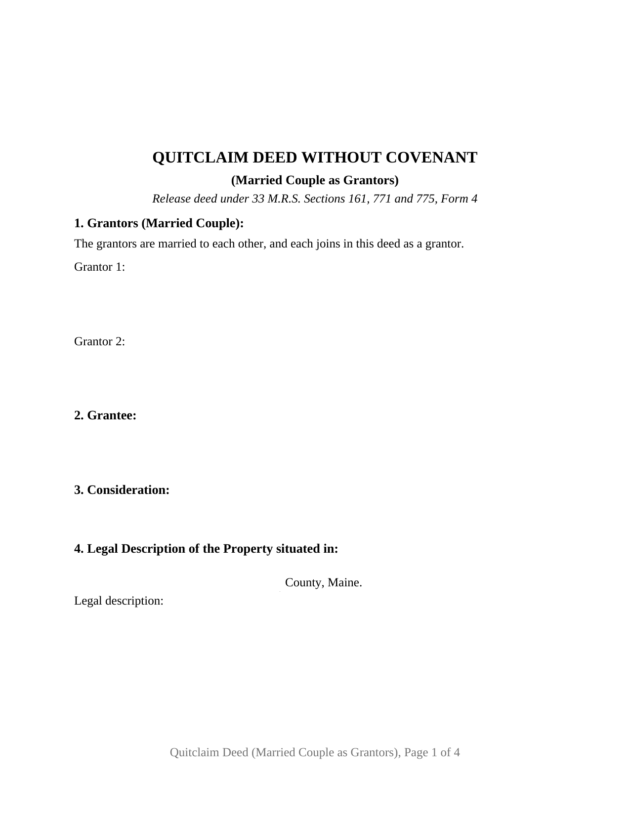 Maine Quitclaim Deed (Married Couple as Grantors)