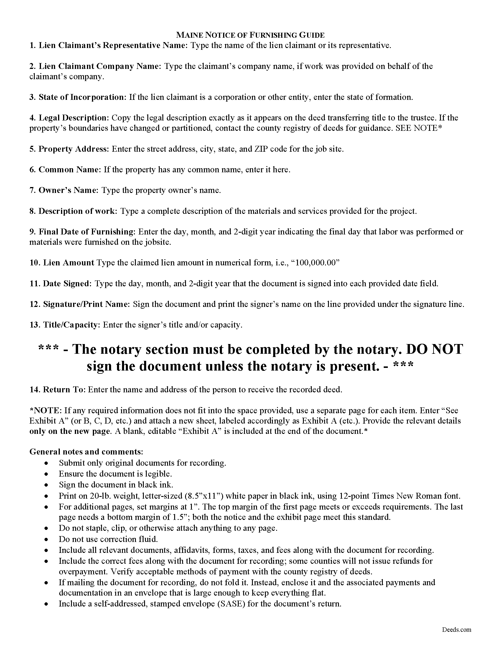 Somerset County Notice of Furnishing Guide