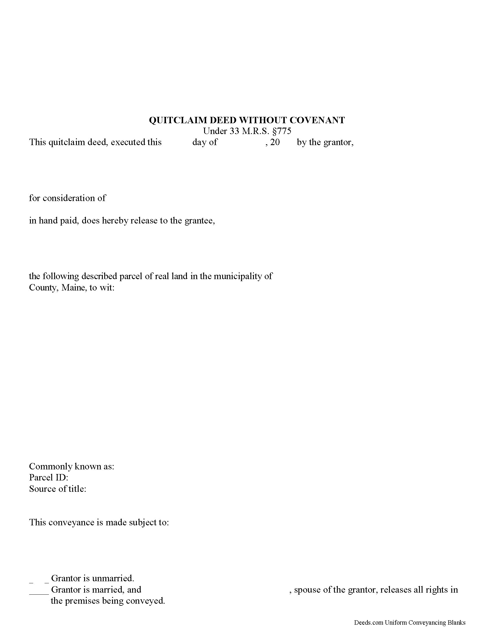 Waldo County Quitclaim Deed Form