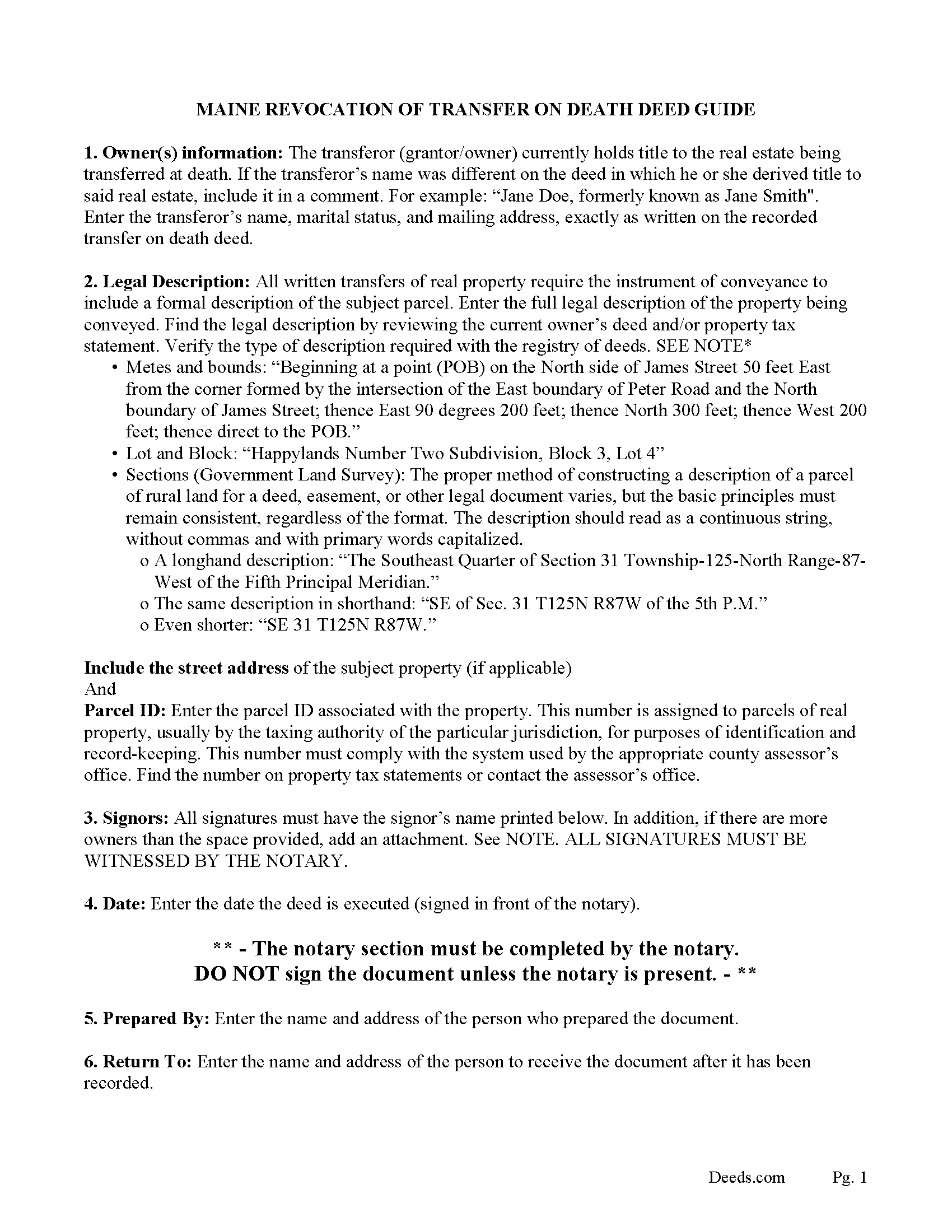 Washington County Transfer on Death Revocation Guide