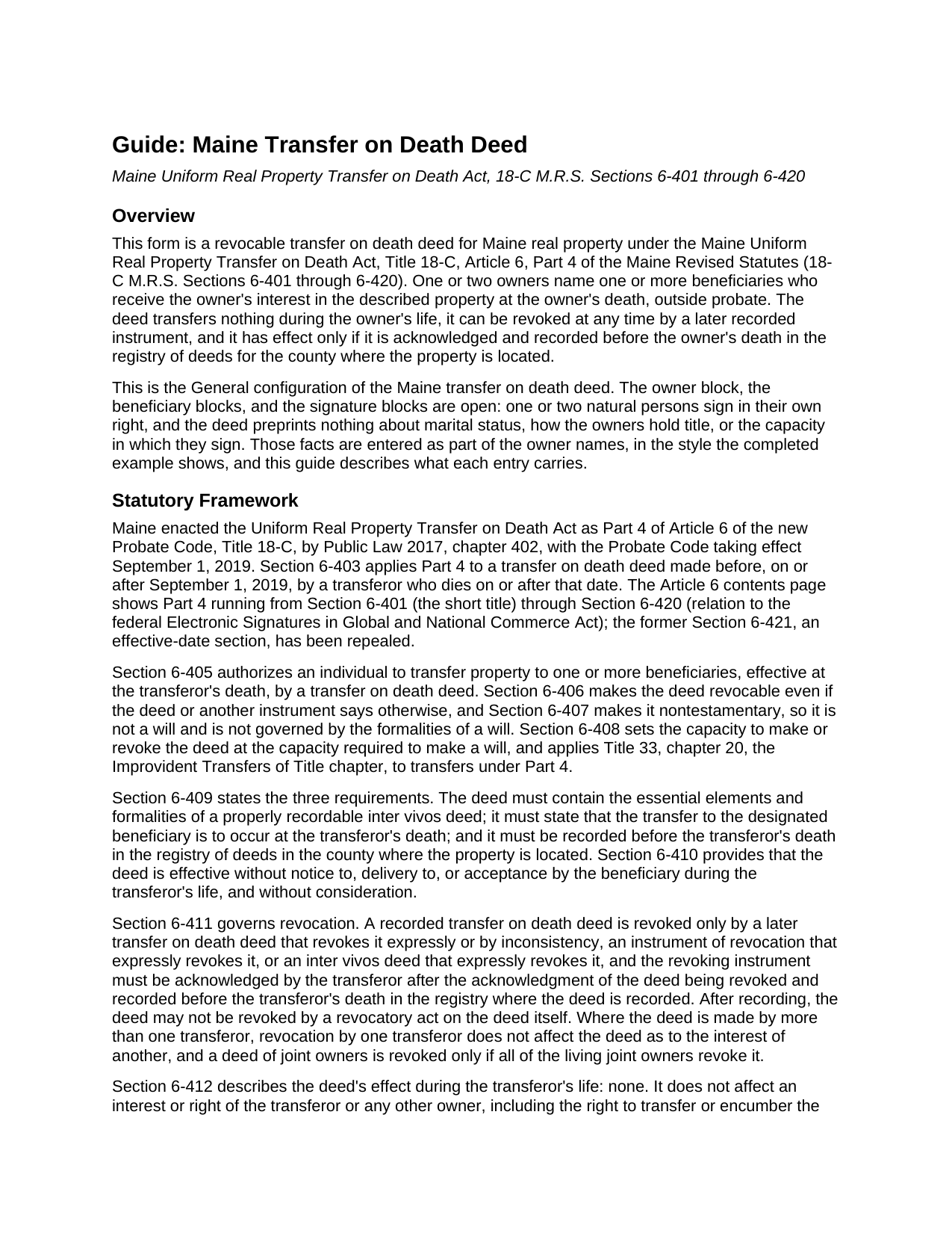 Waldo County Transfer on Death Deed Guide