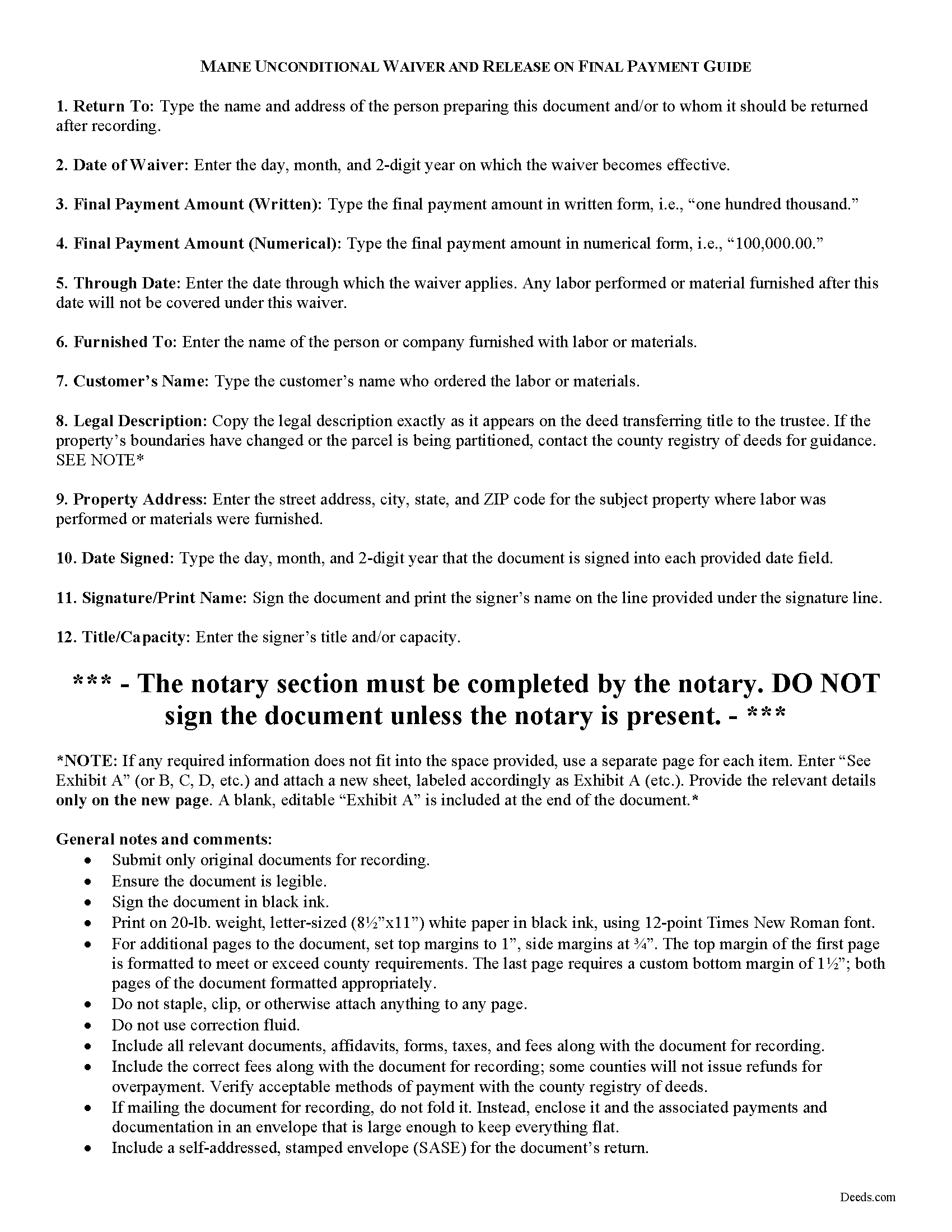 Kennebec County Unconditional Lien Waiver on Final Payment Guide