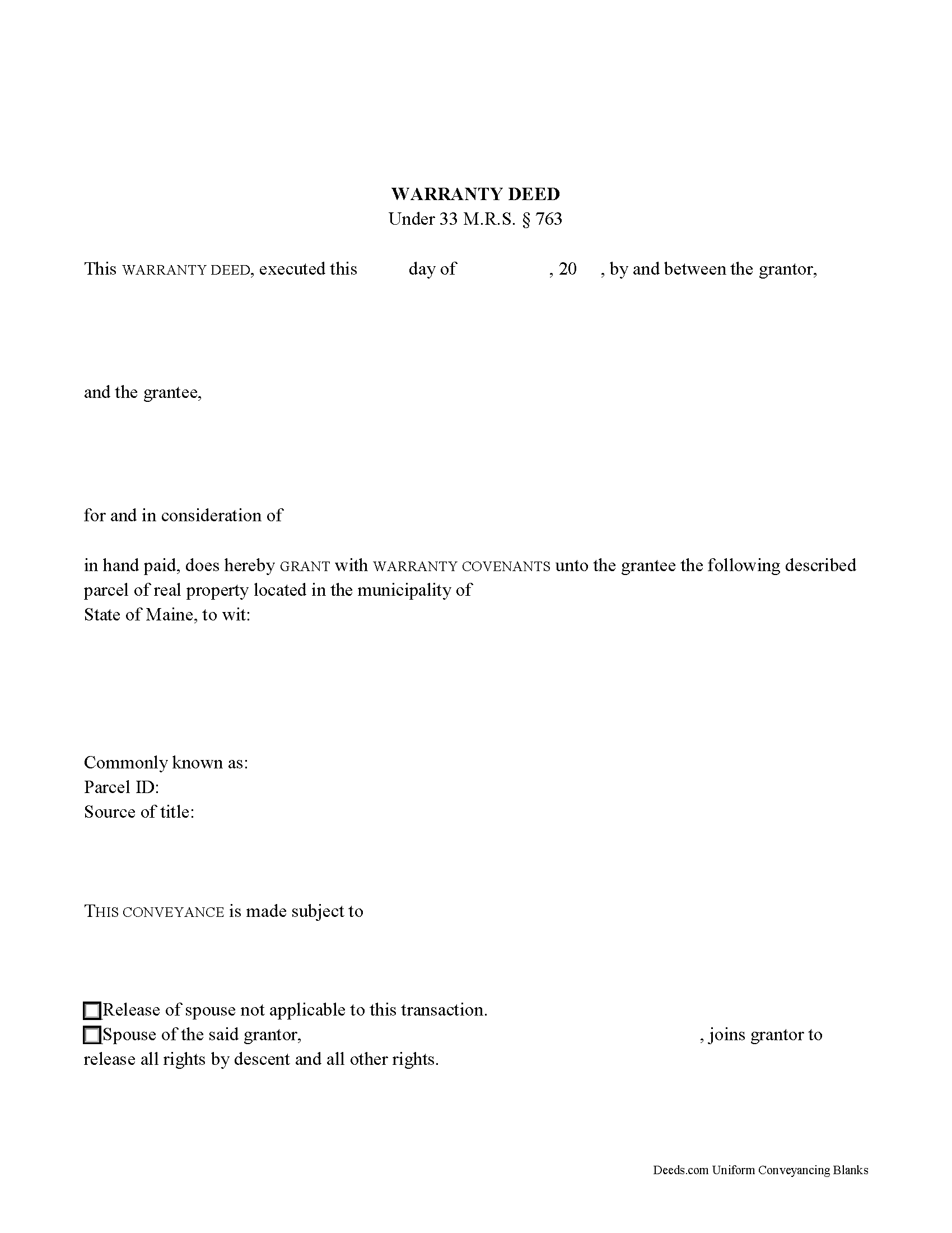 Warranty Deed Form