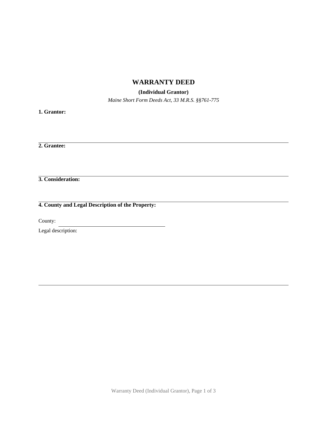 Sagadahoc County Warranty Deed Form