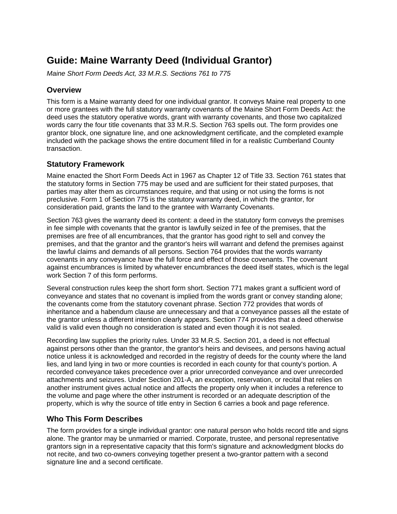 Sagadahoc County Warranty Deed Guide