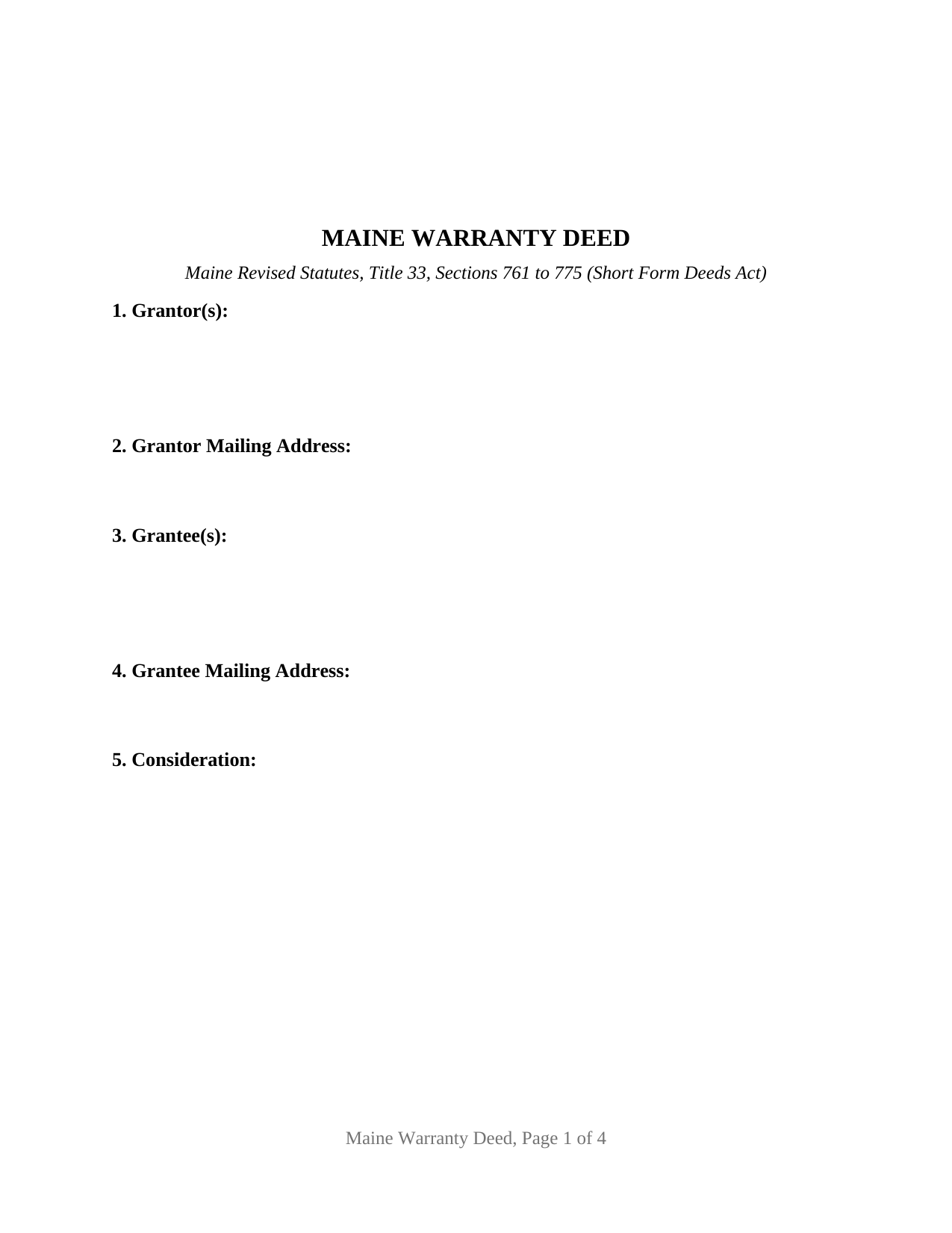 Washington County Warranty Deed Form