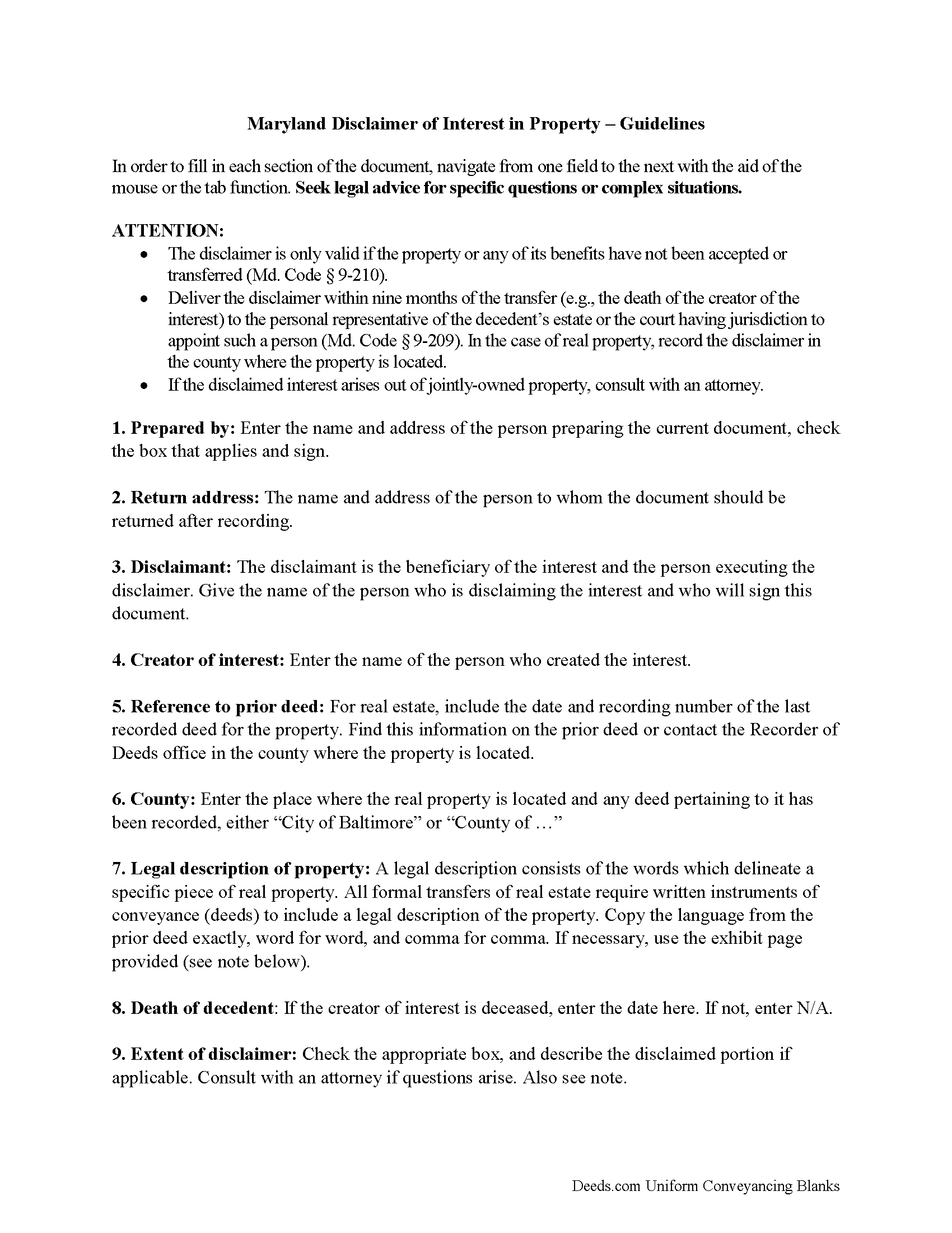 Kent County Disclaimer of Interest Guide