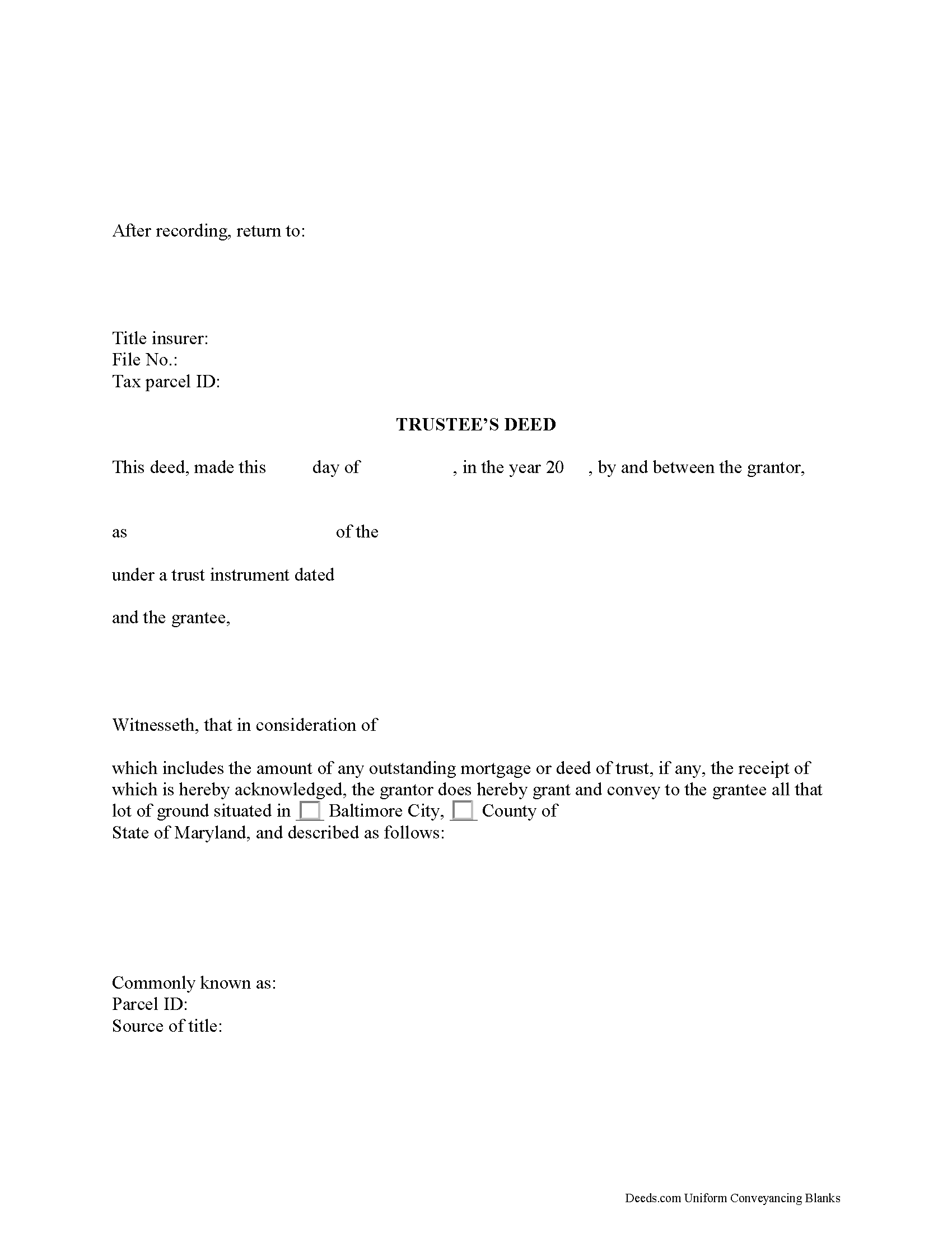 Trustee Deed Form