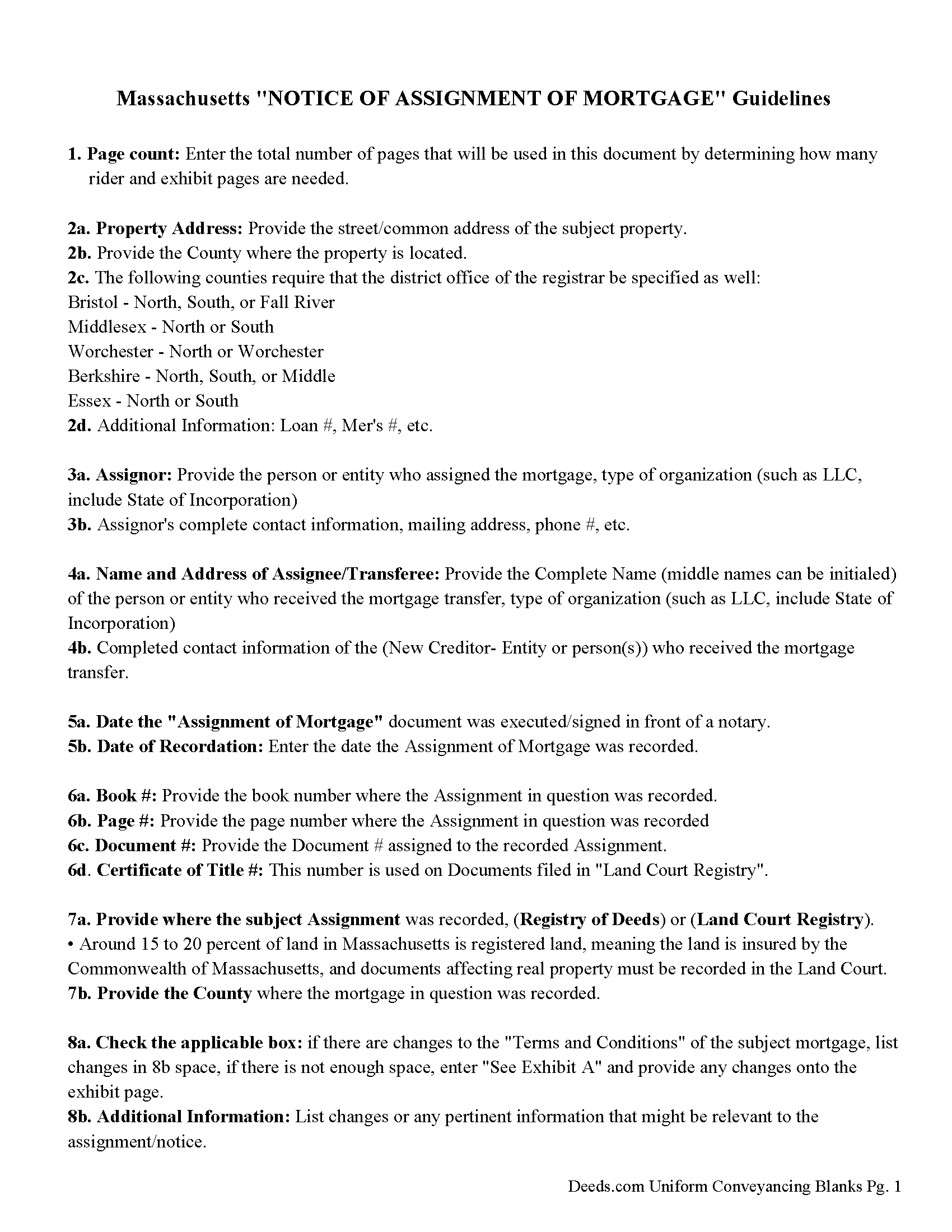 Notice of Assignment Guidelines