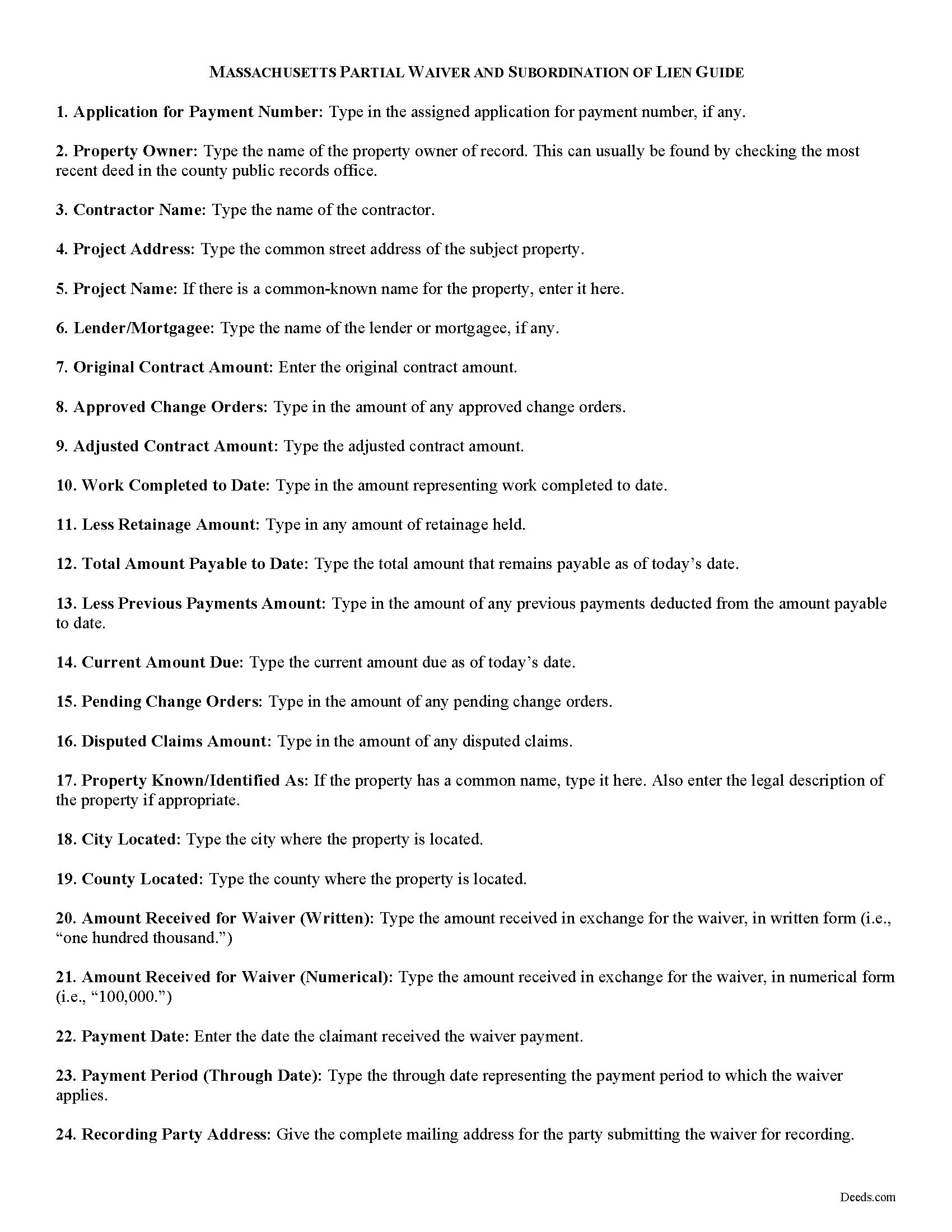 Hampshire County Contractor Partial Waiver and Subordination of Lien Guide