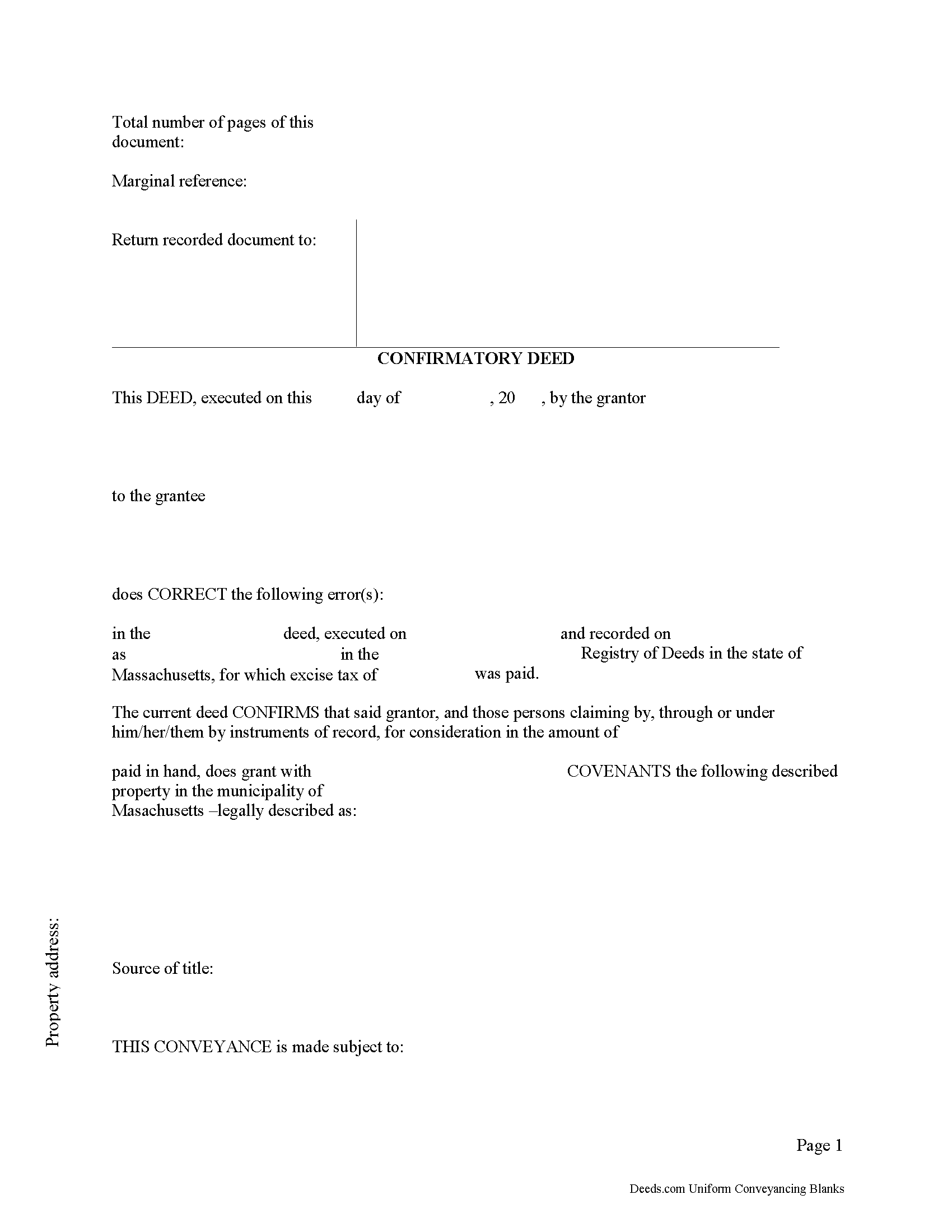Worcester County Correction Deed Form