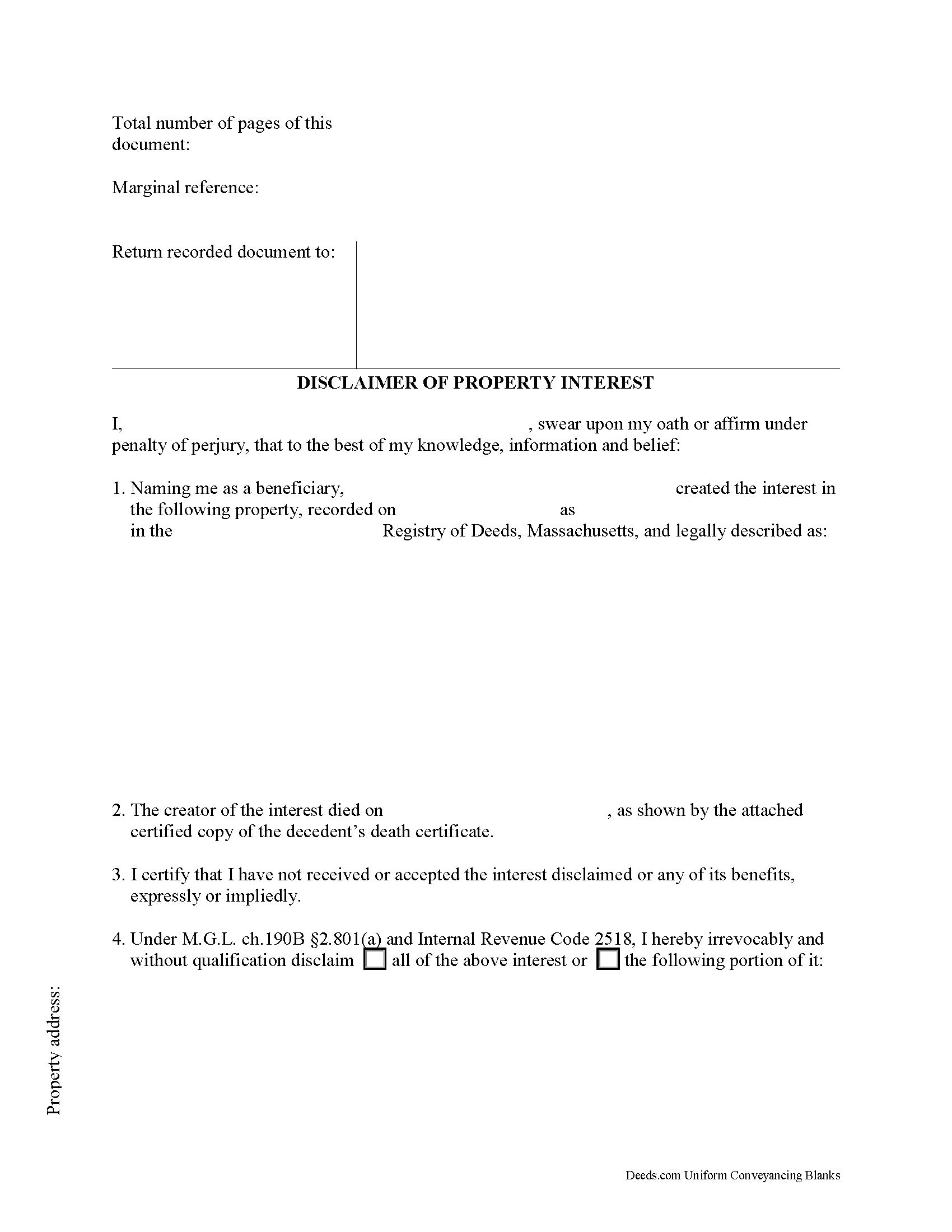 Disclaimer of Interest Form