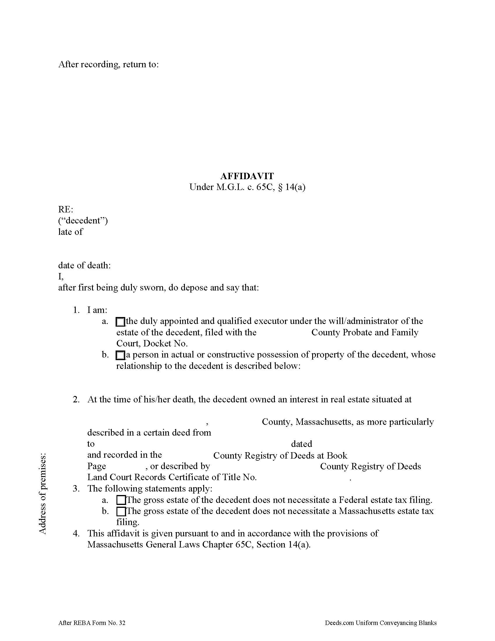 Estate Tax Affidavit Form