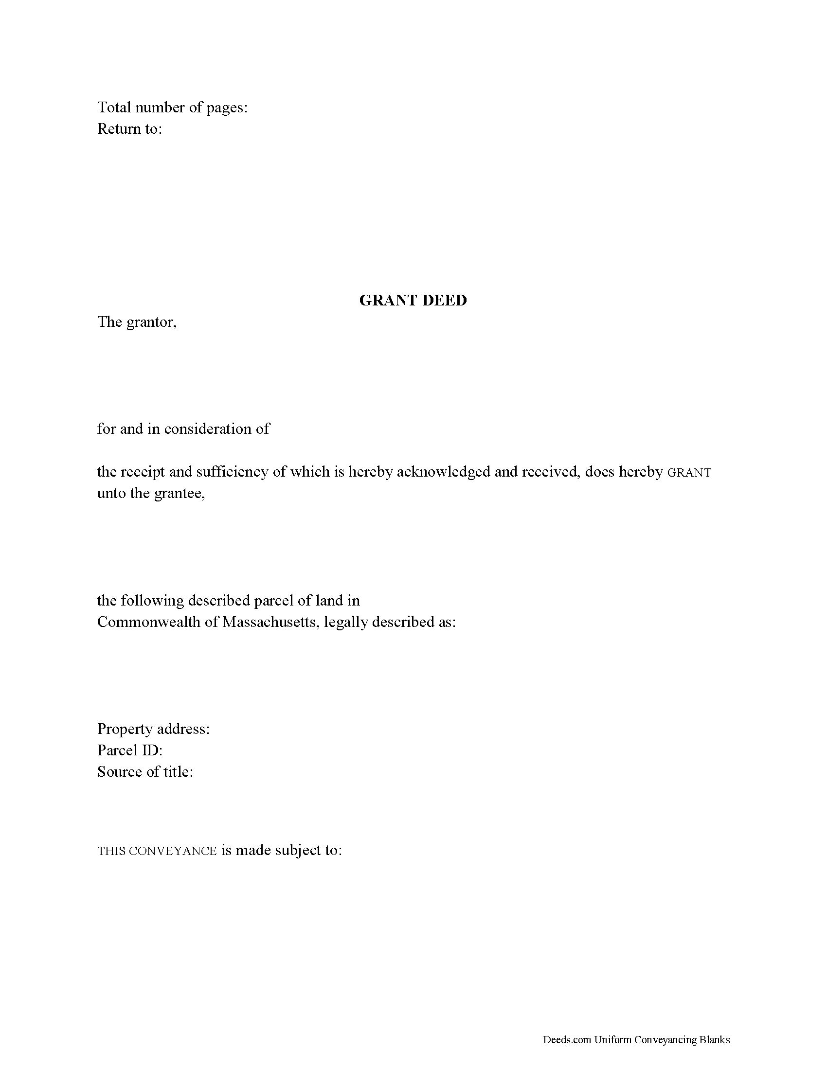 Massachusetts Grant Deed Image