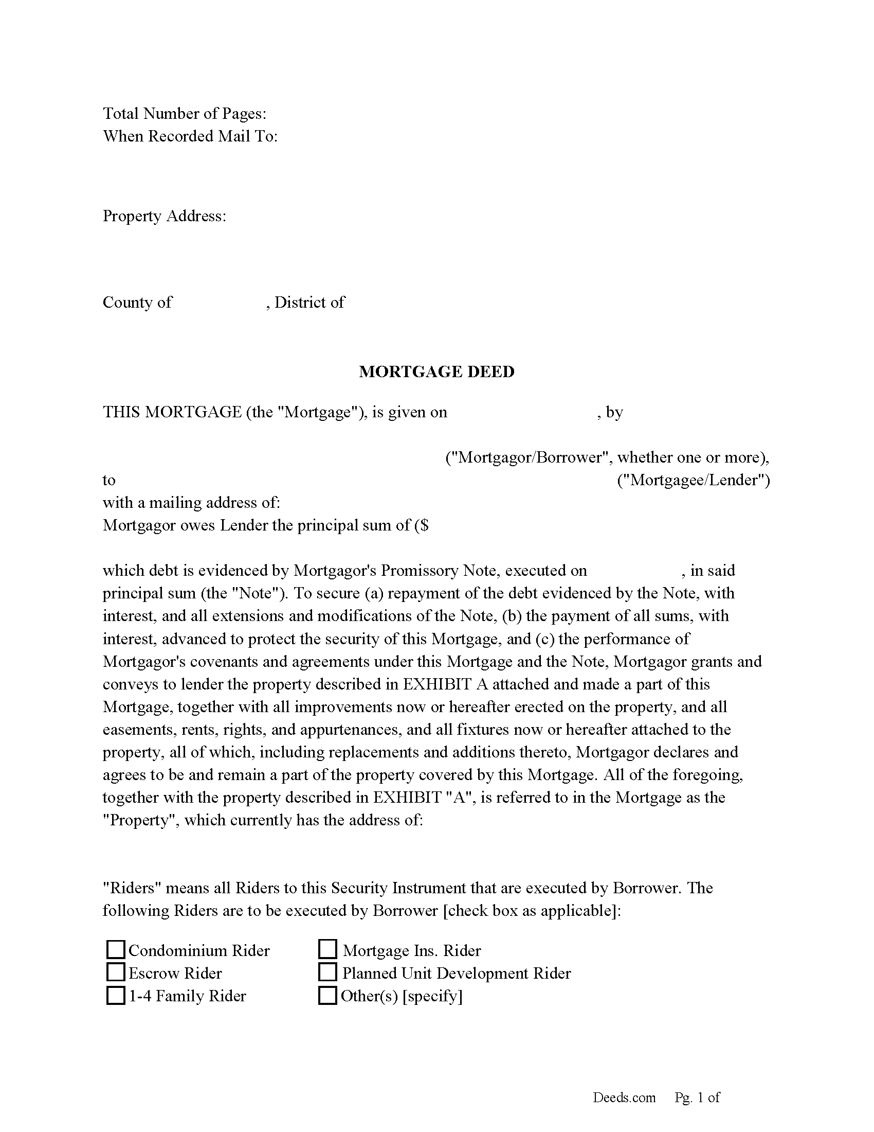 Mortgage Deed and Promissory Note