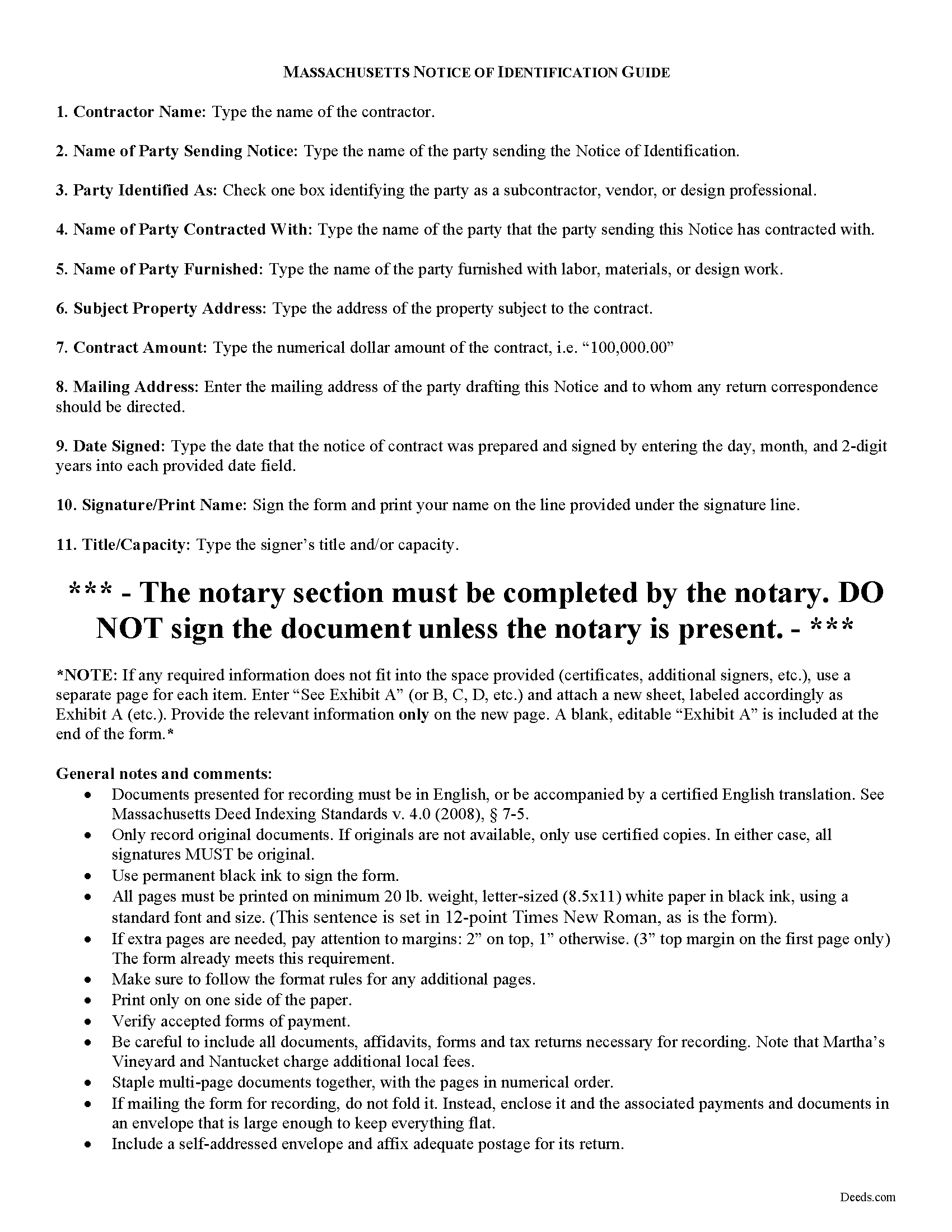 Hampden County Notice of Indentification Guide
