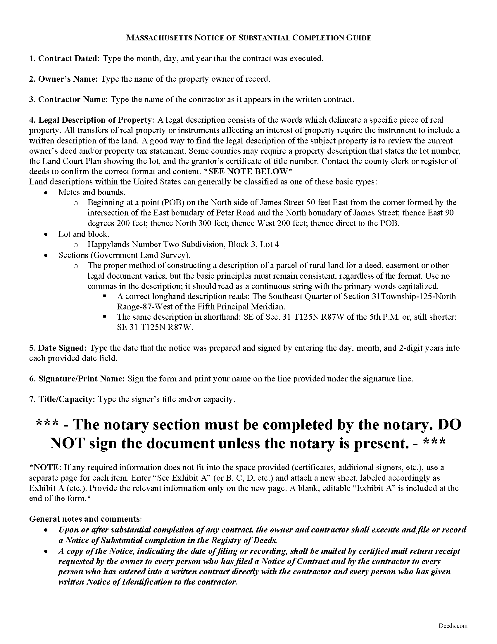 Worcester County Notice of Substantial Completion Guide