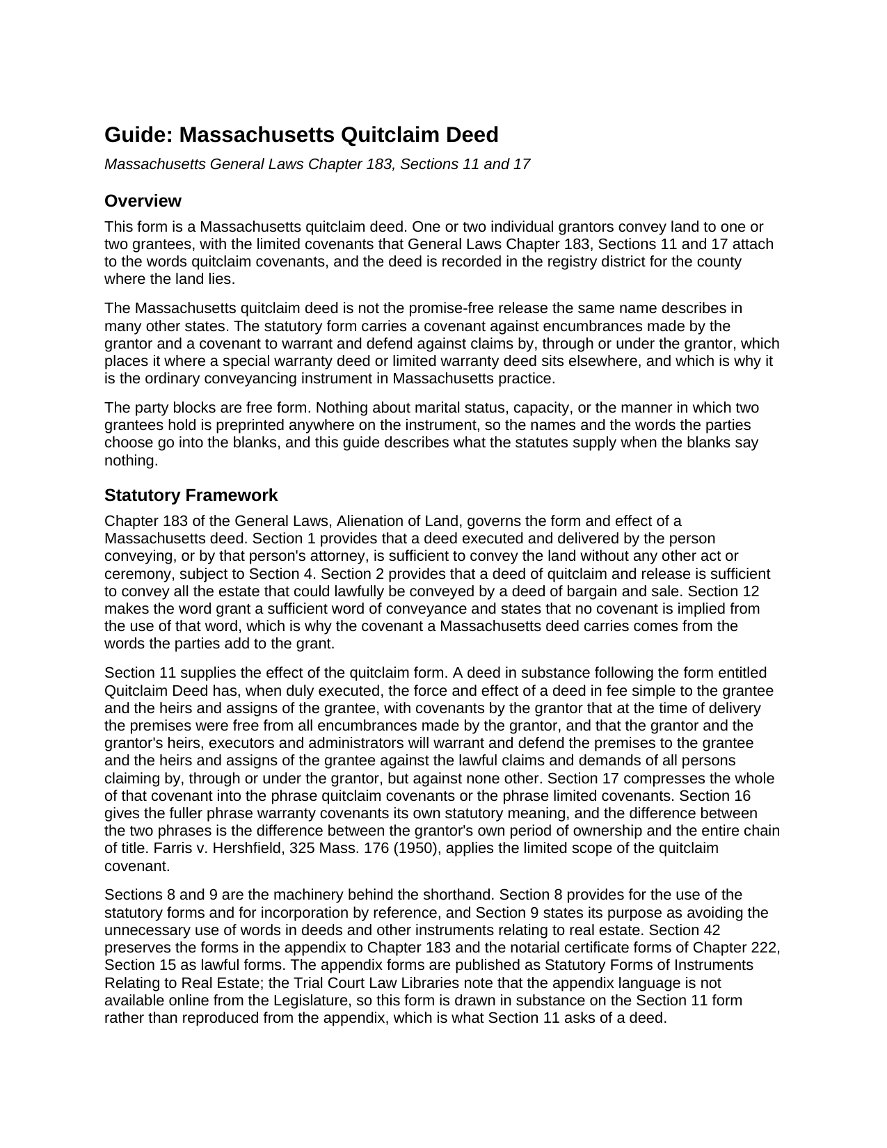 Plymouth County Quitclaim Deed Guide