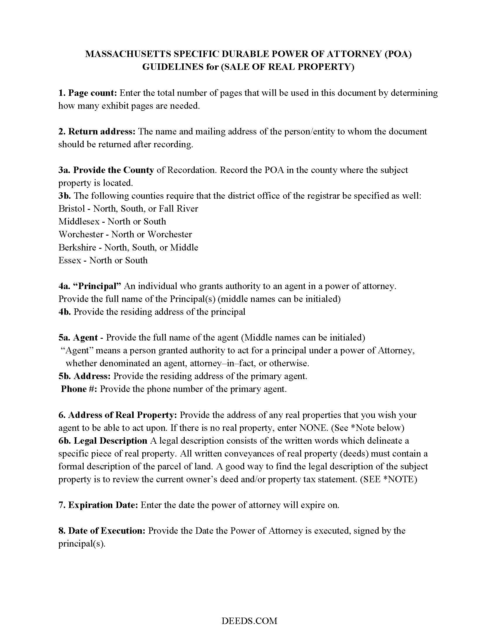 Worcester County Specific POA Guidelines