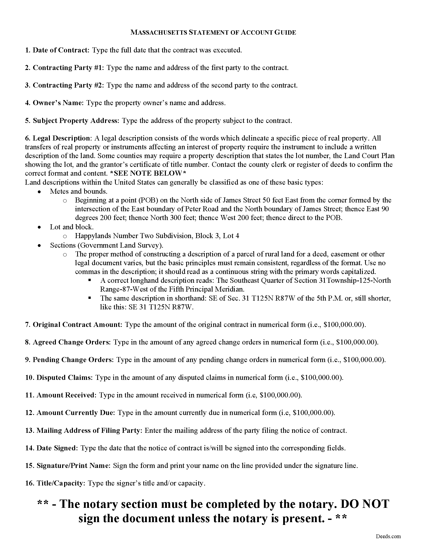 Franklin County Statement of Account Guide