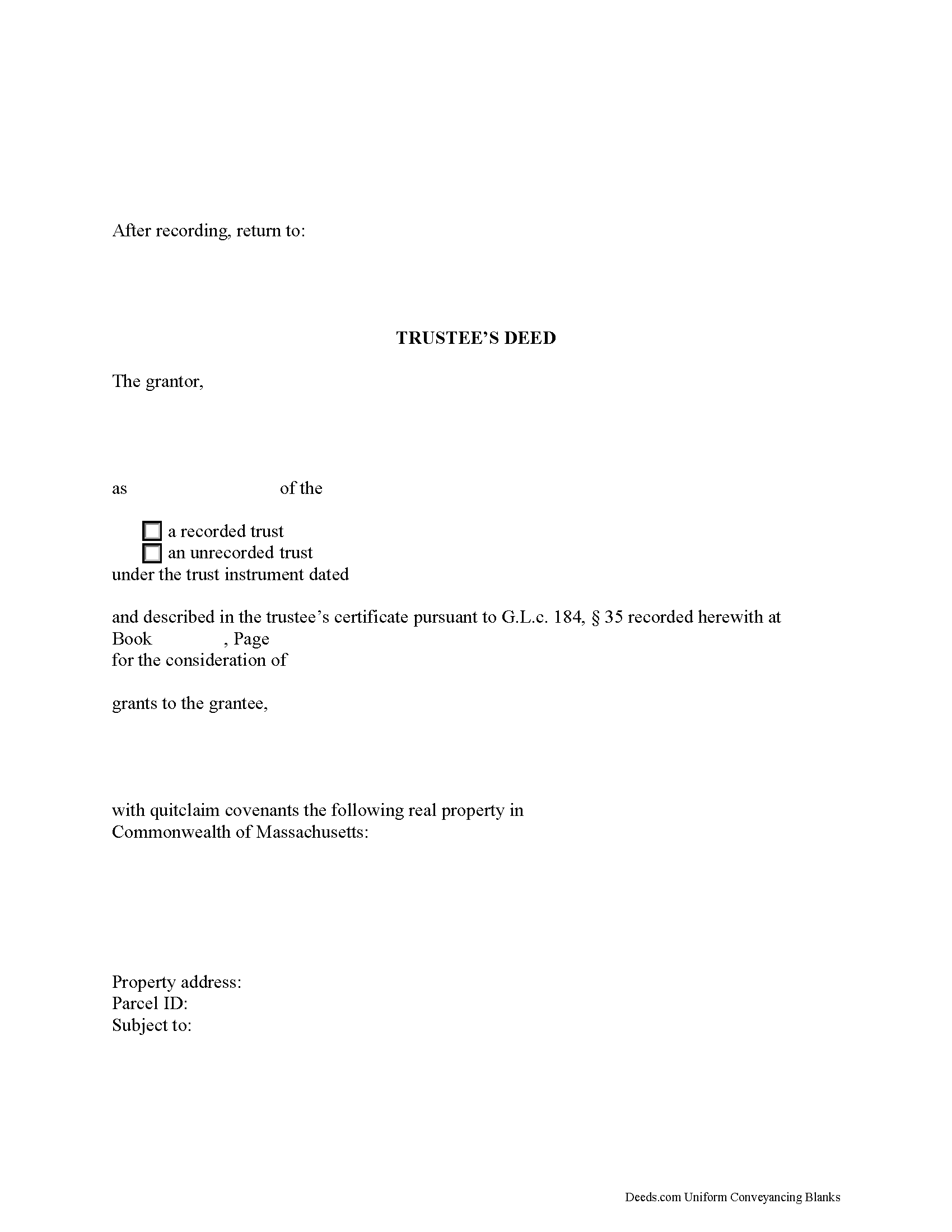 Trustee Deed Form