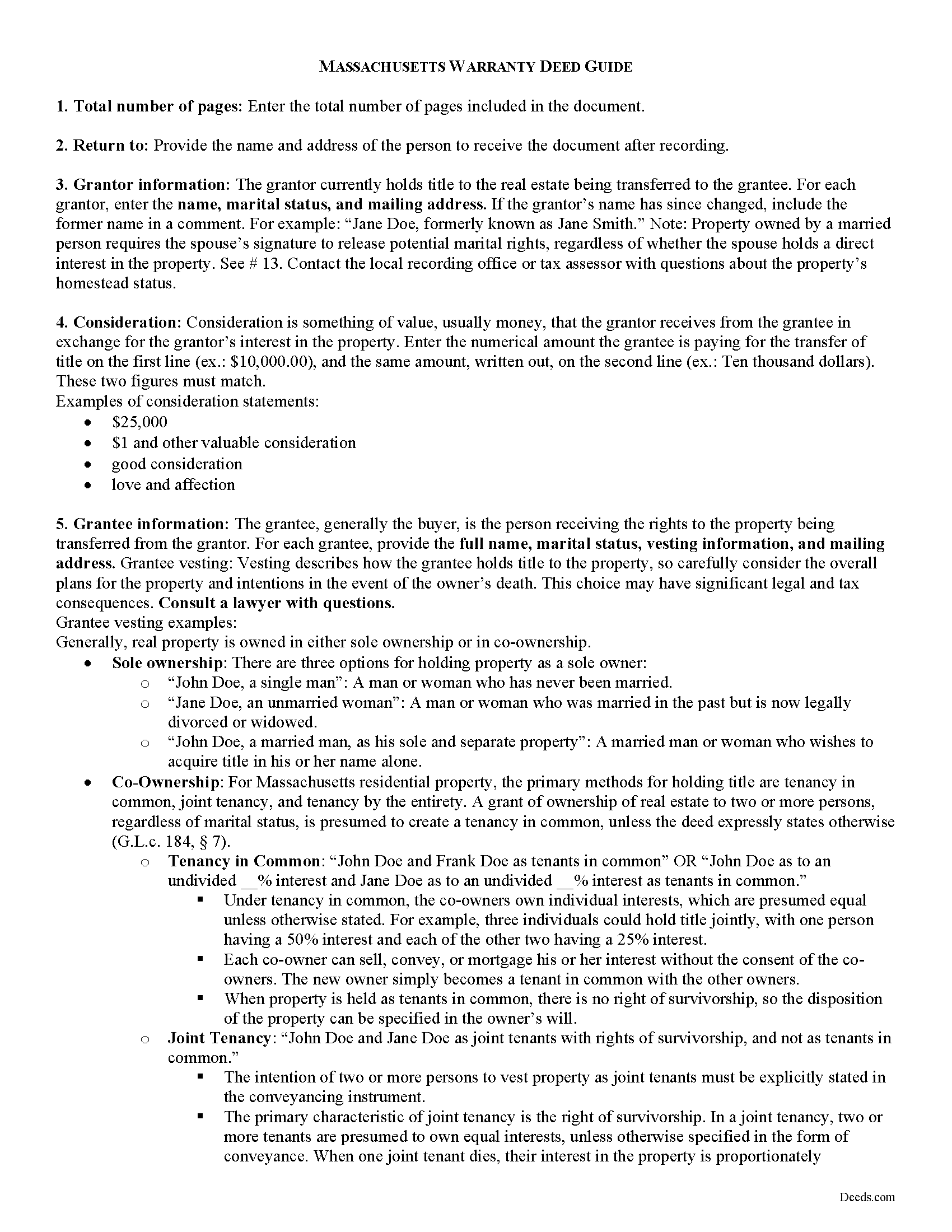 Nantucket County Warranty Deed Guide