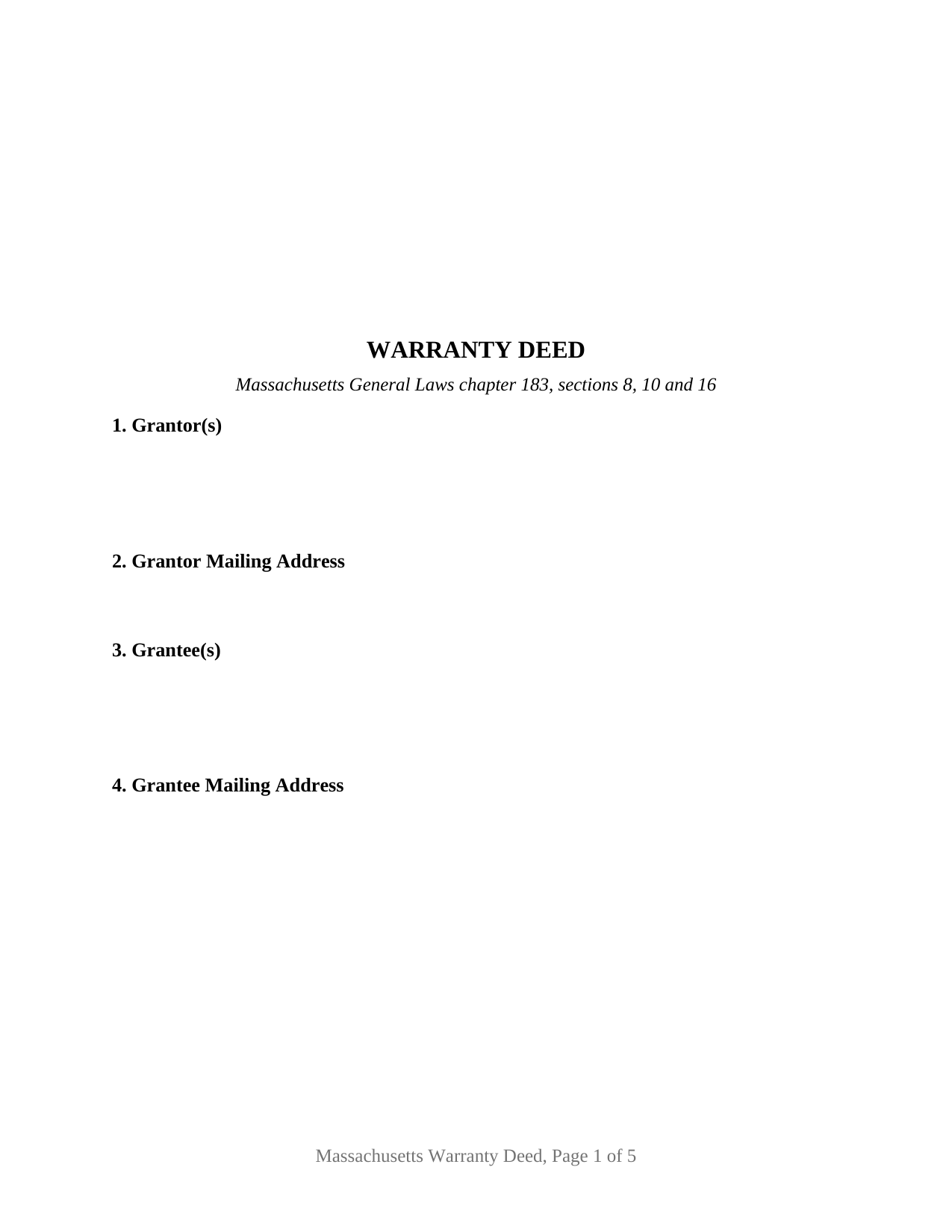 Bristol County Warranty Deed Form