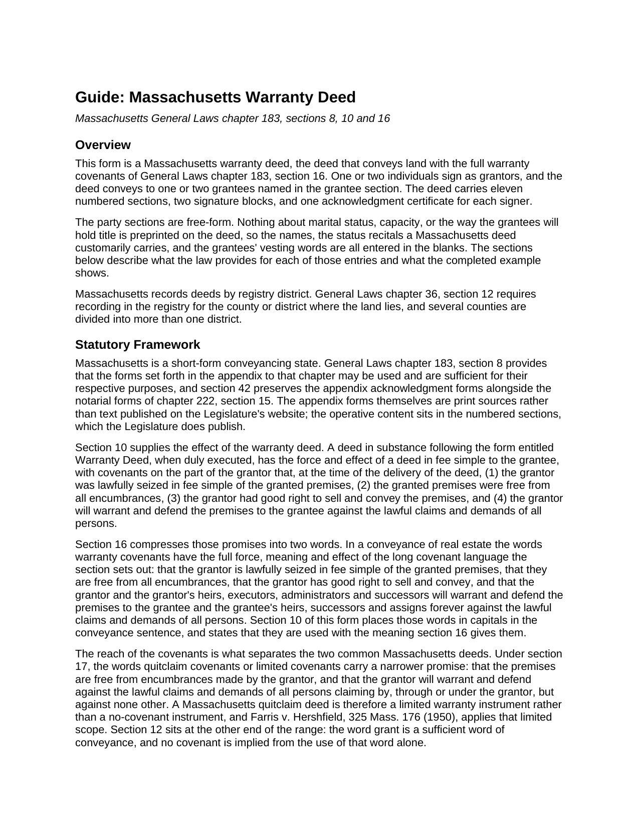 Bristol County Warranty Deed Guide