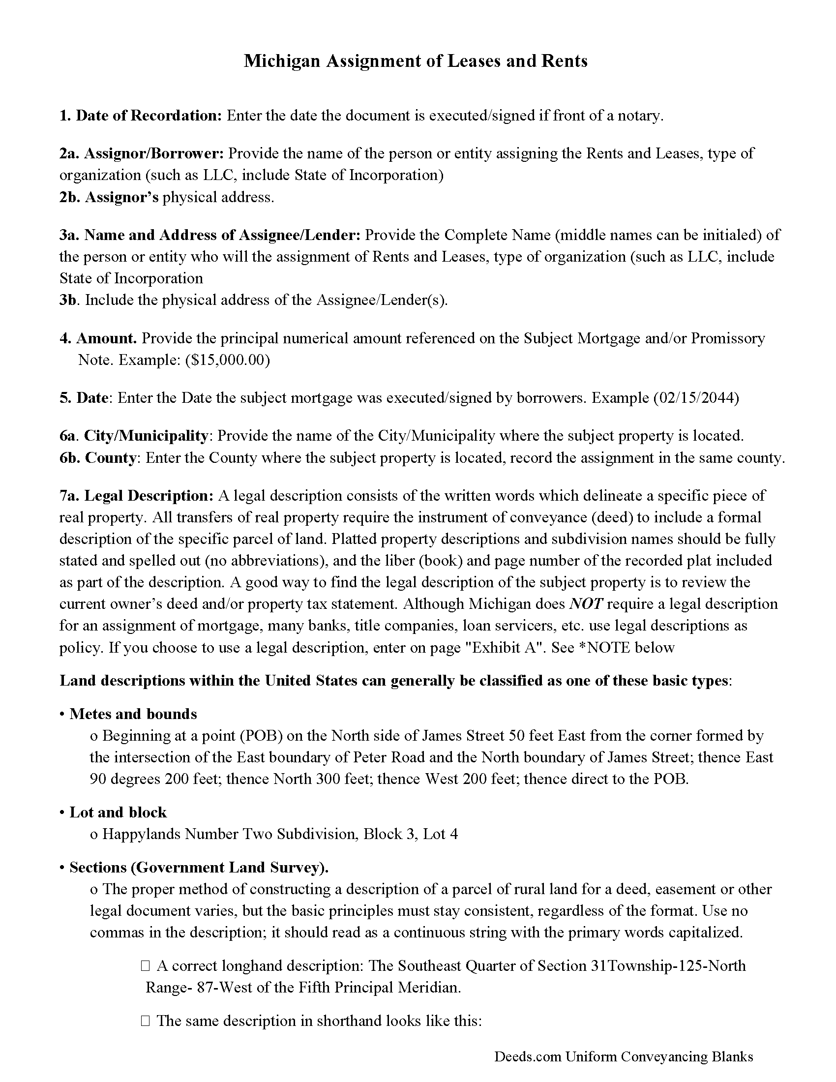 Newaygo County Guidelines - Assignment of Leases and Rents