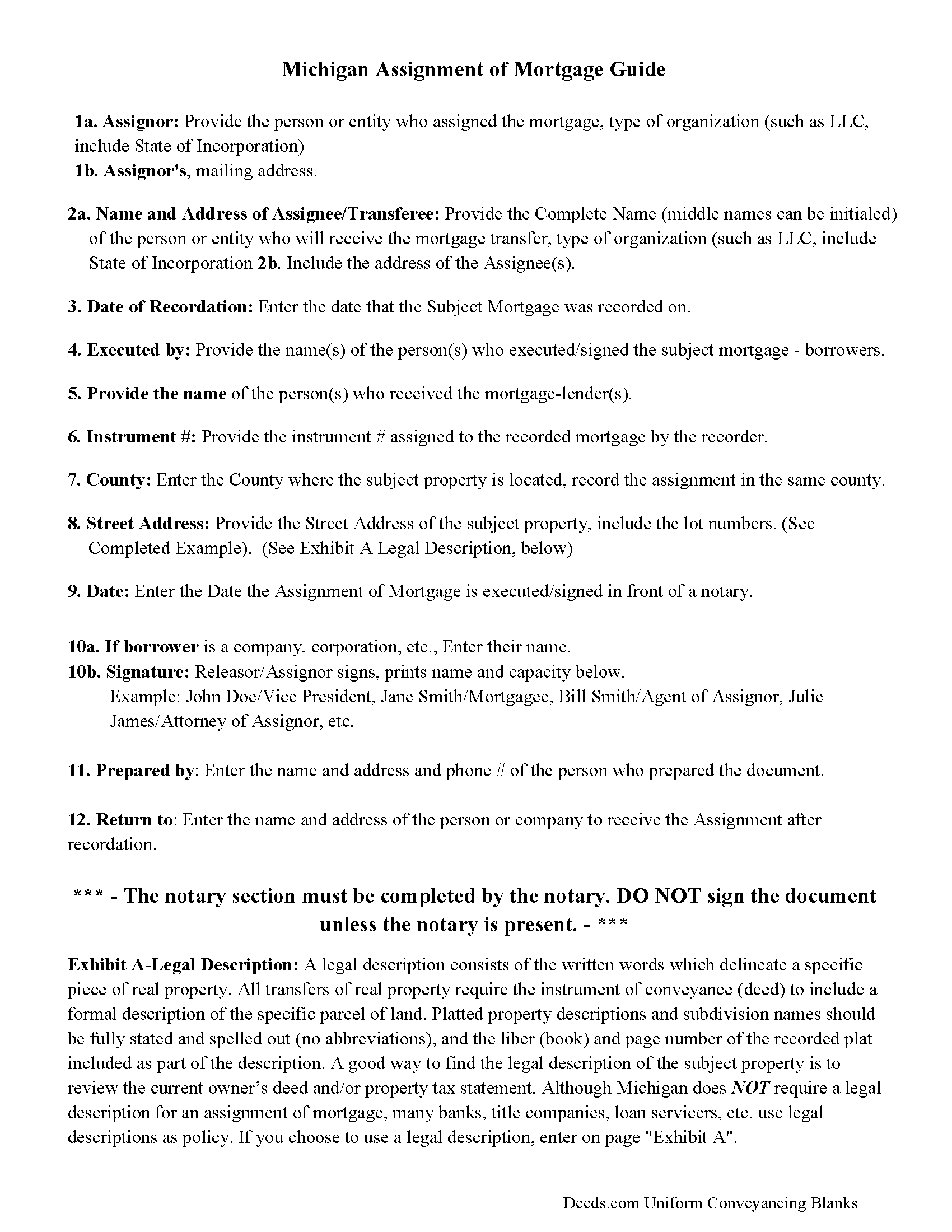 Grand Traverse County Assignment of Mortgage Form Michigan