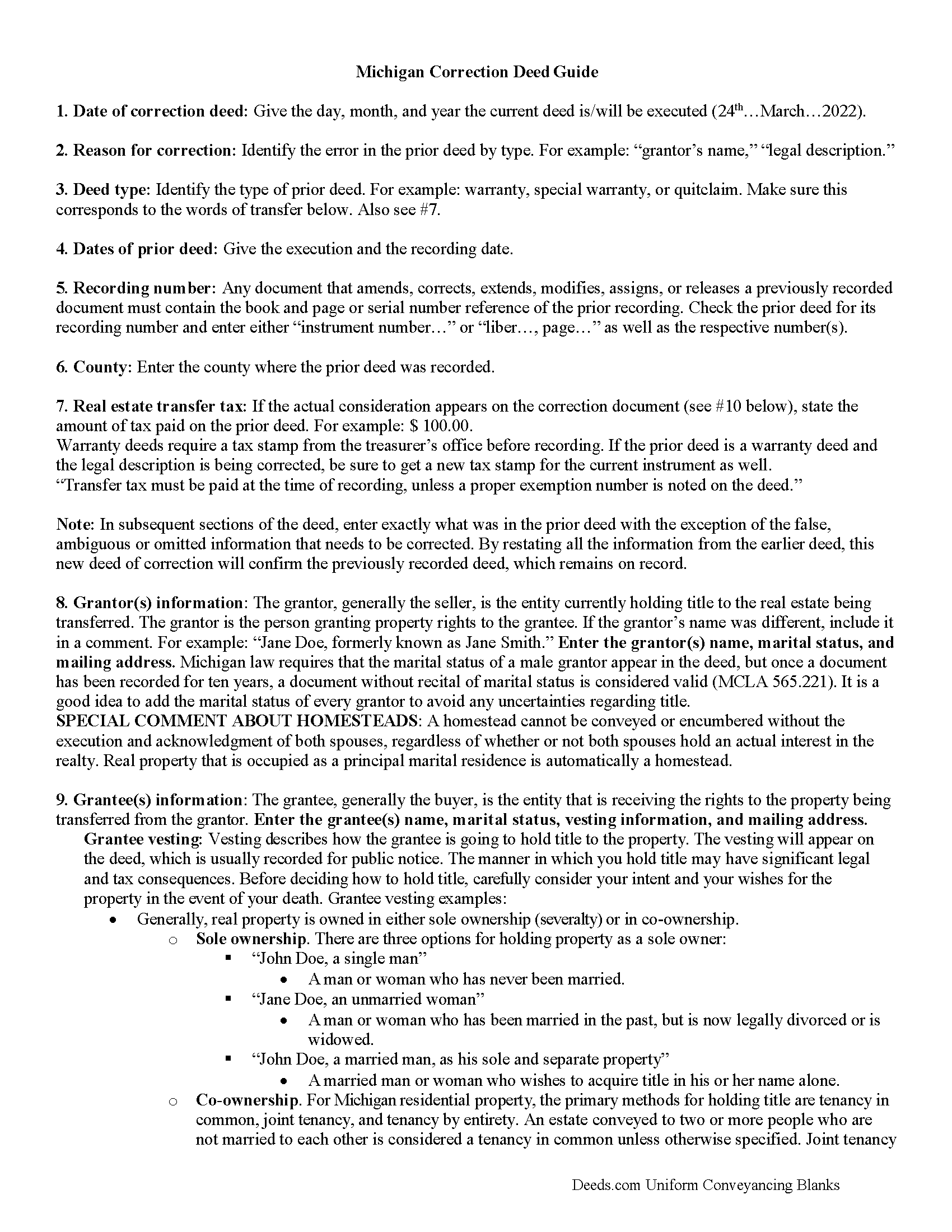 Wayne County Correction Deed Guide