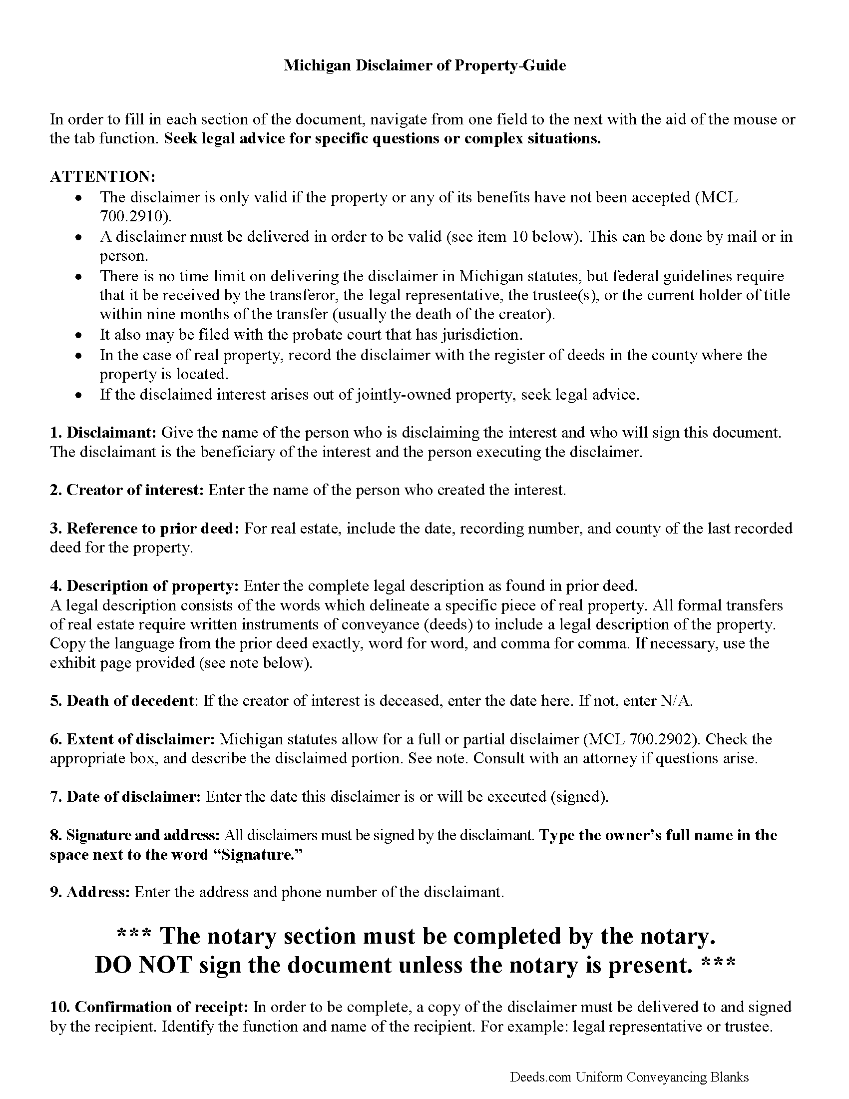Shiawassee County Disclaimer of Interest Guide