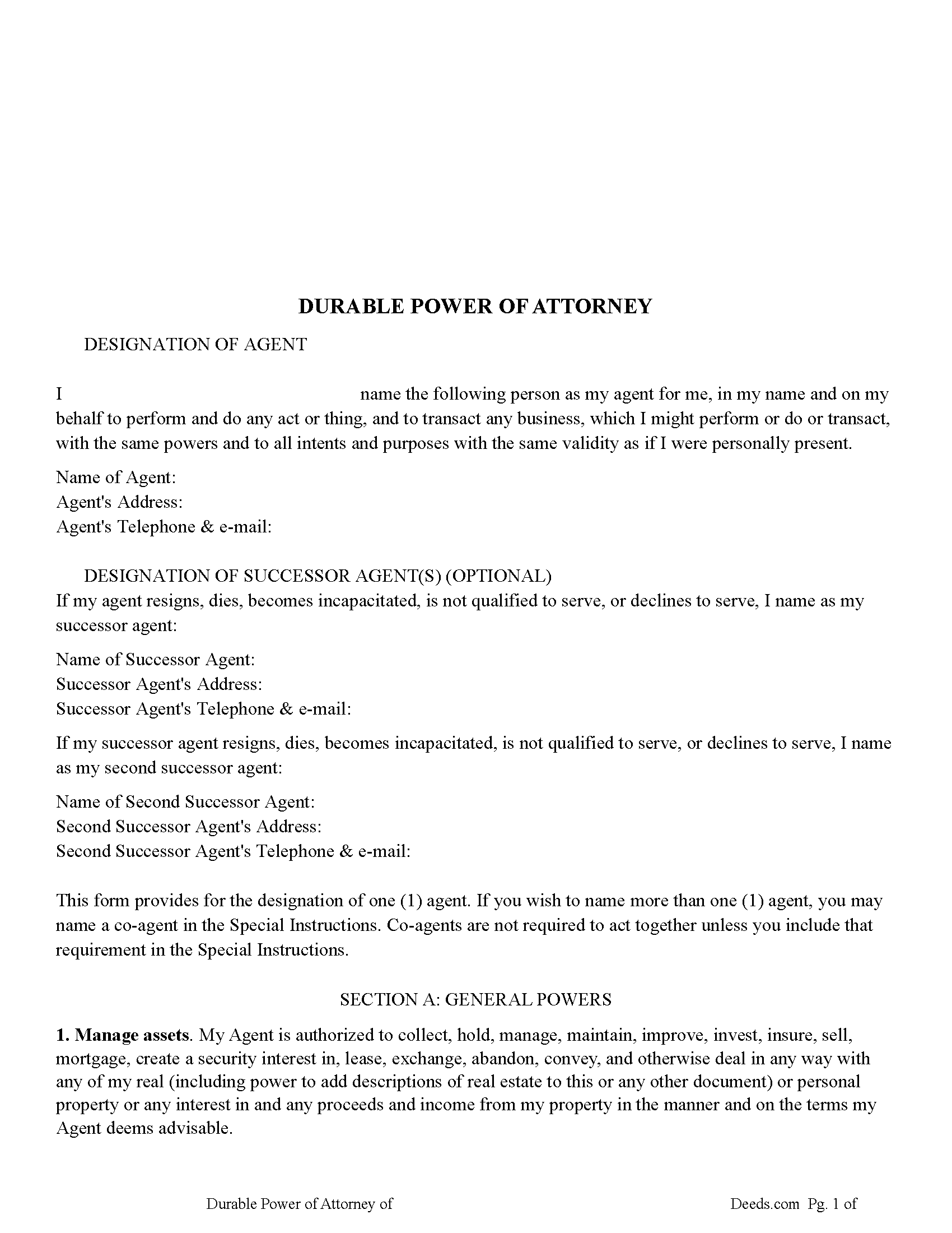 Newaygo County Durable Power of Attorney Form