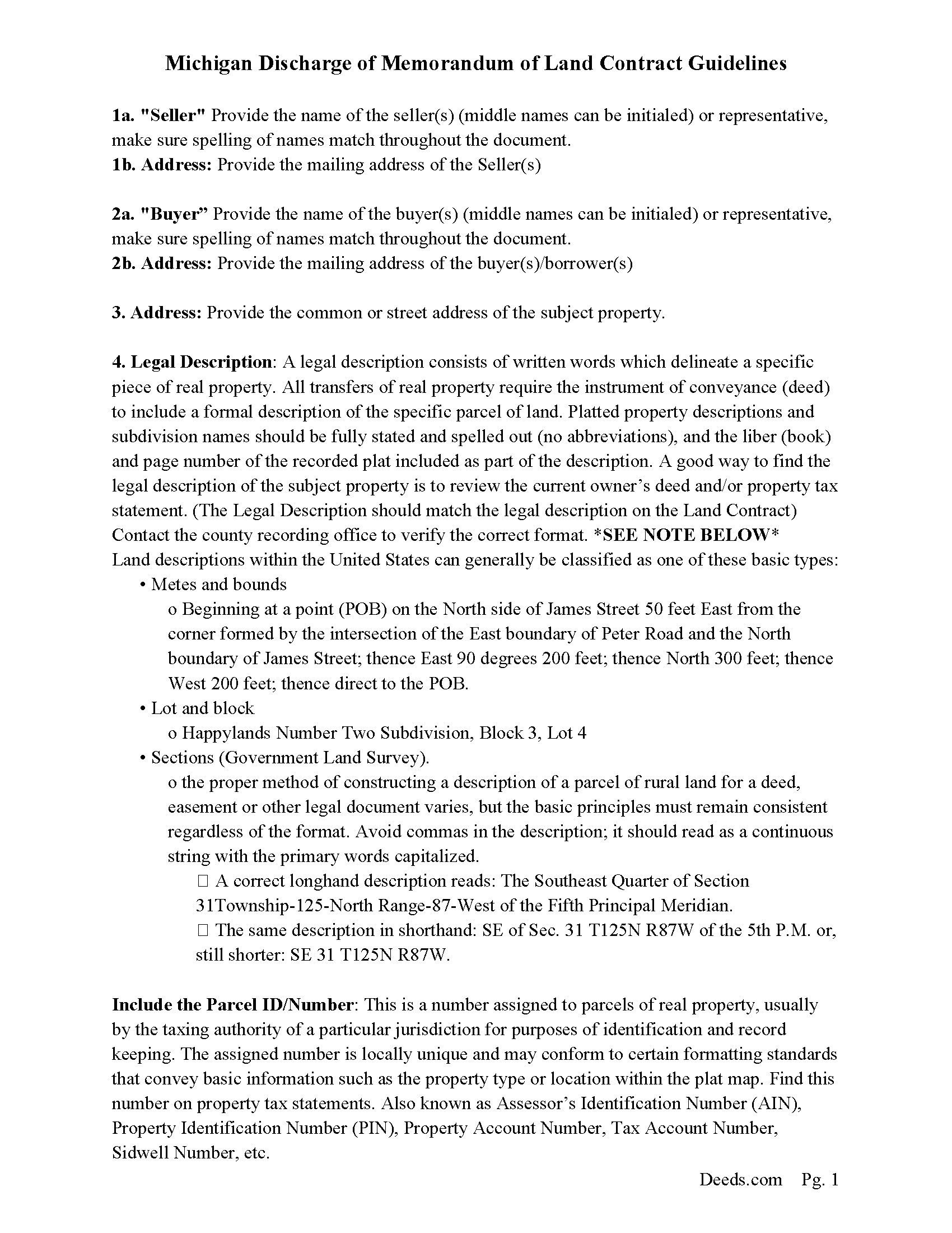 Newaygo County Full Discharge of Memorandum of Contract Guide