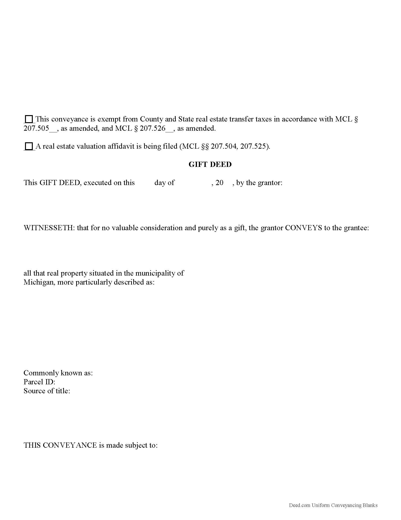 Genesee County Gift Deed Form