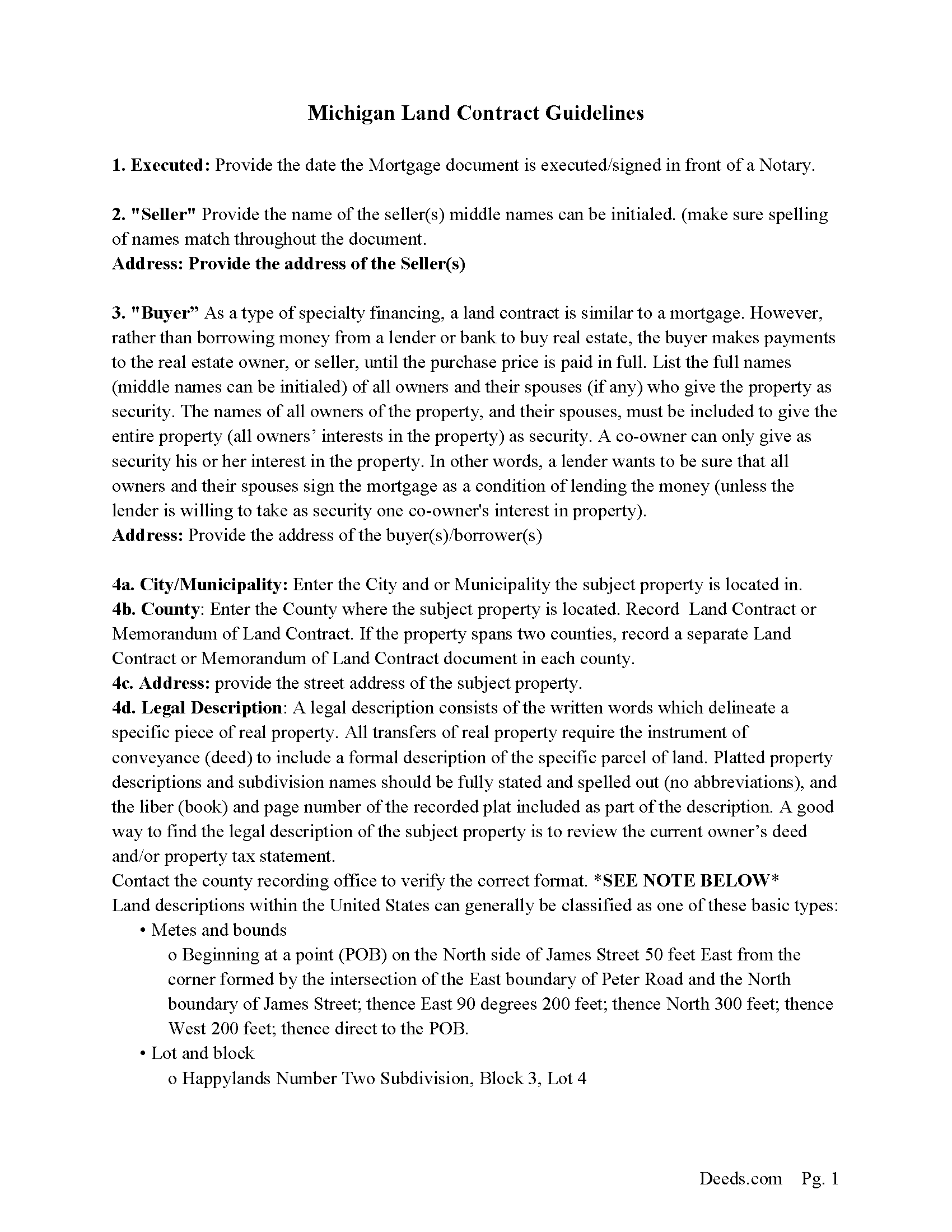 Newaygo County Land Contract Guidelines