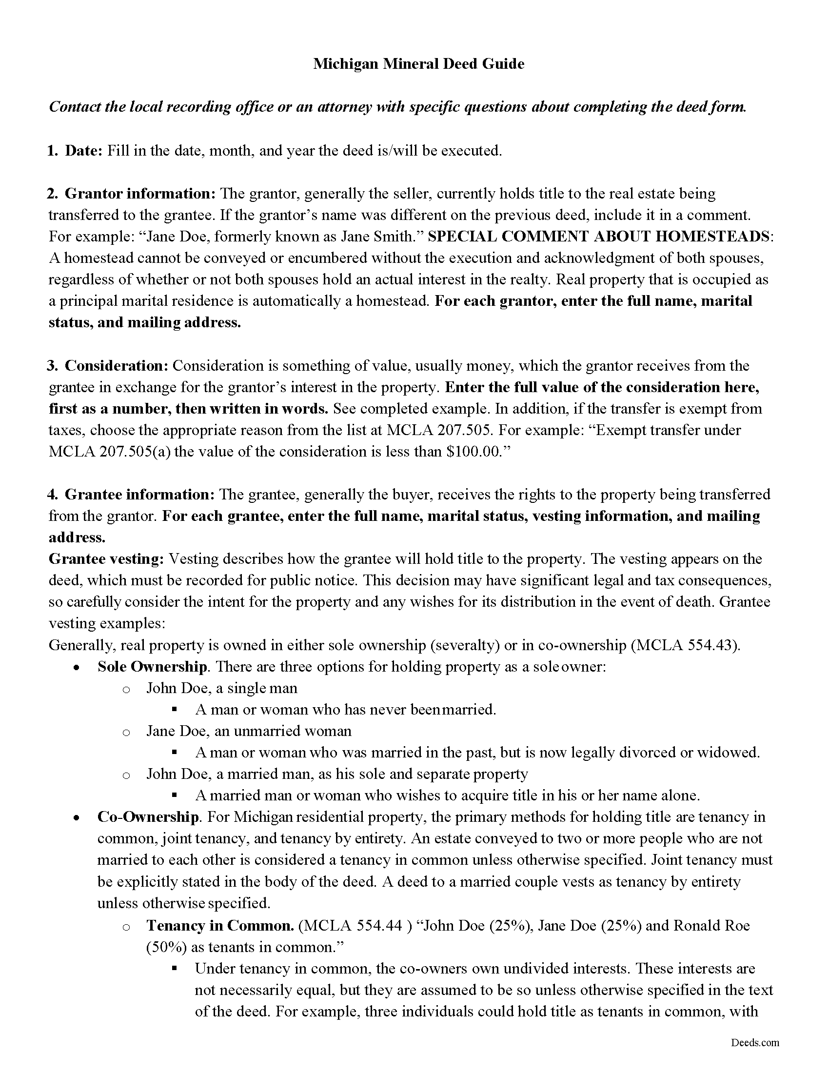 Newaygo County Mineral Deed Guide