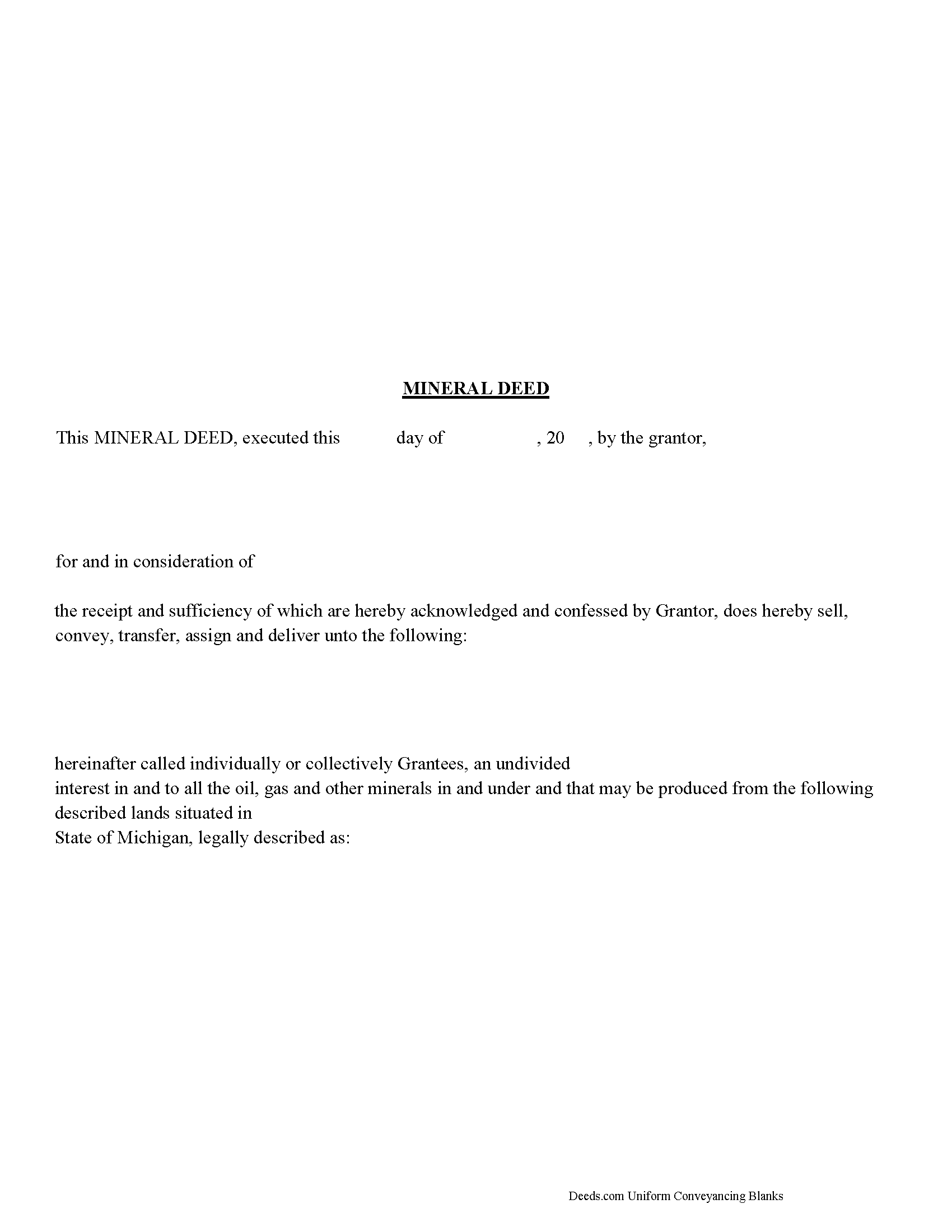 Newaygo County Mineral Deed Form