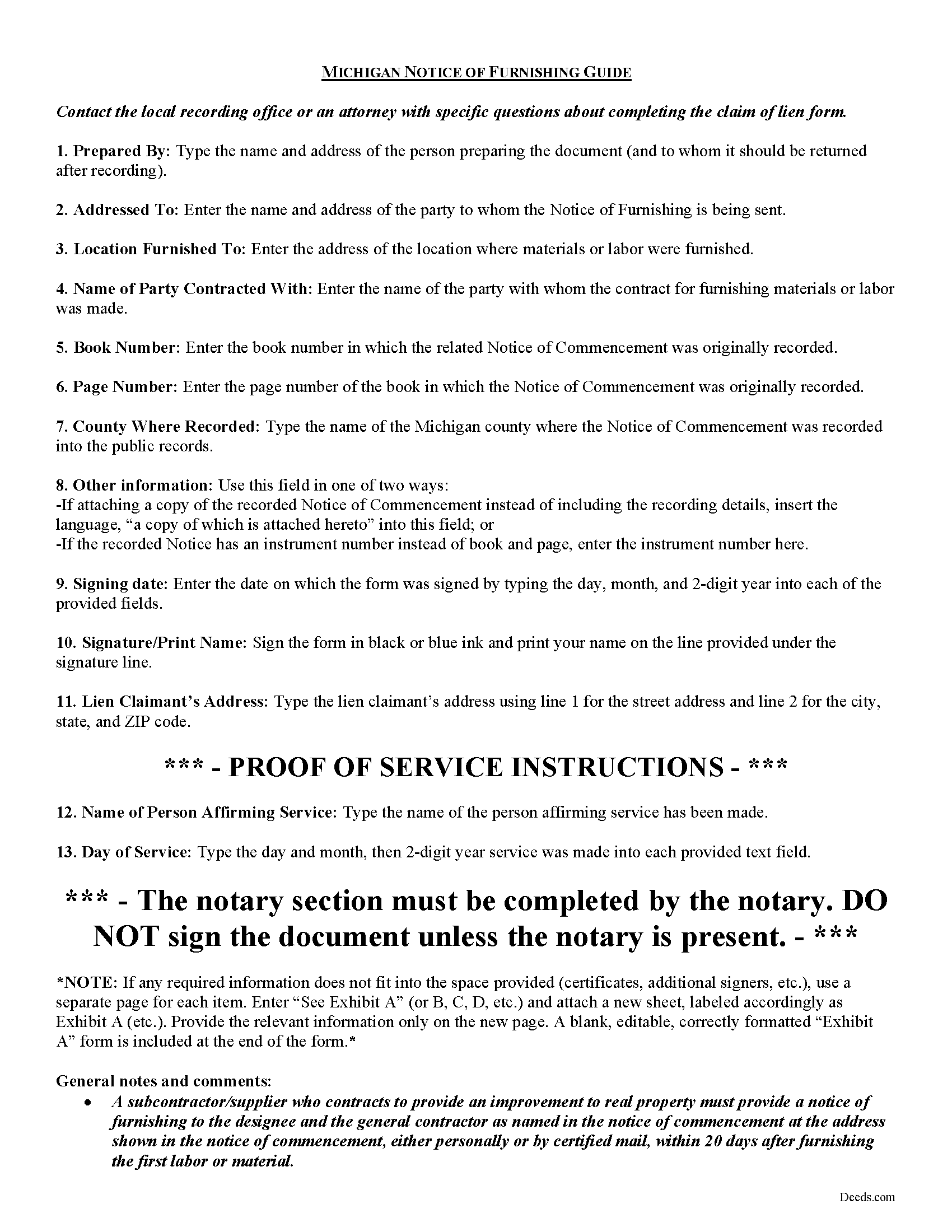 Newaygo County Notice of Furnishing Guide