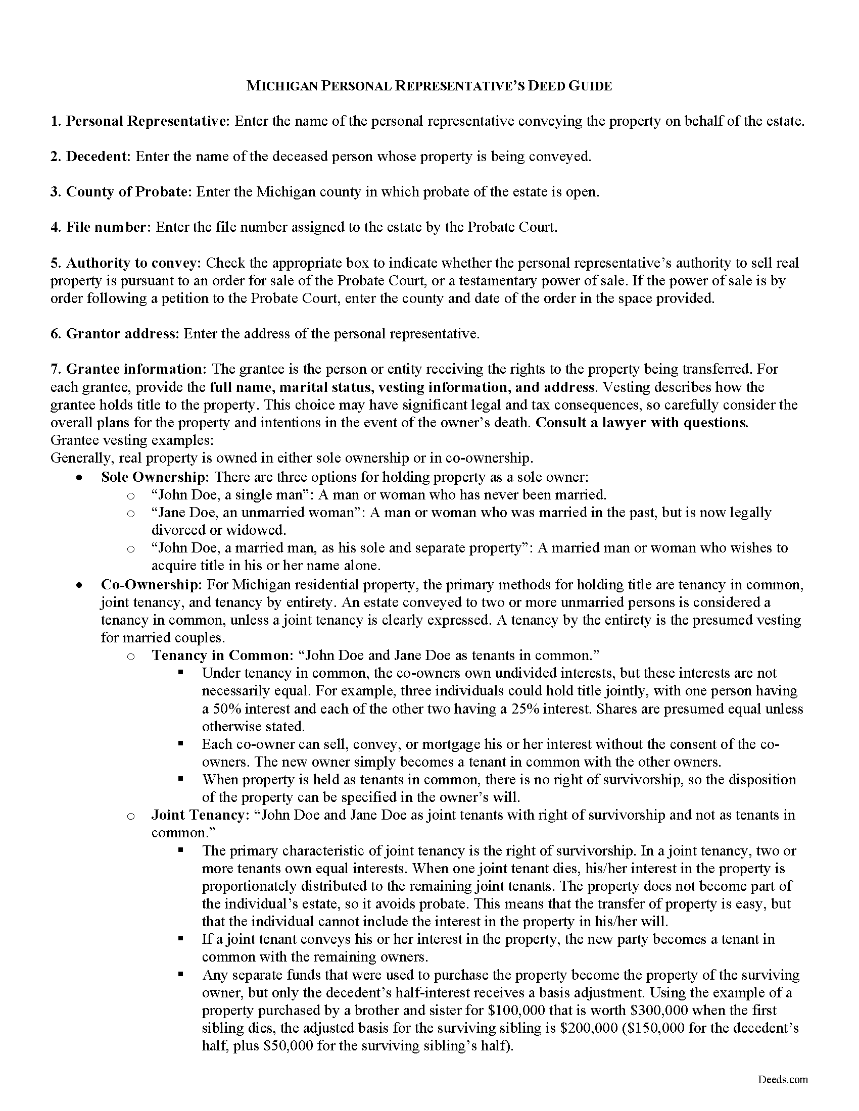 Delta County Personal Representative Deed Guide