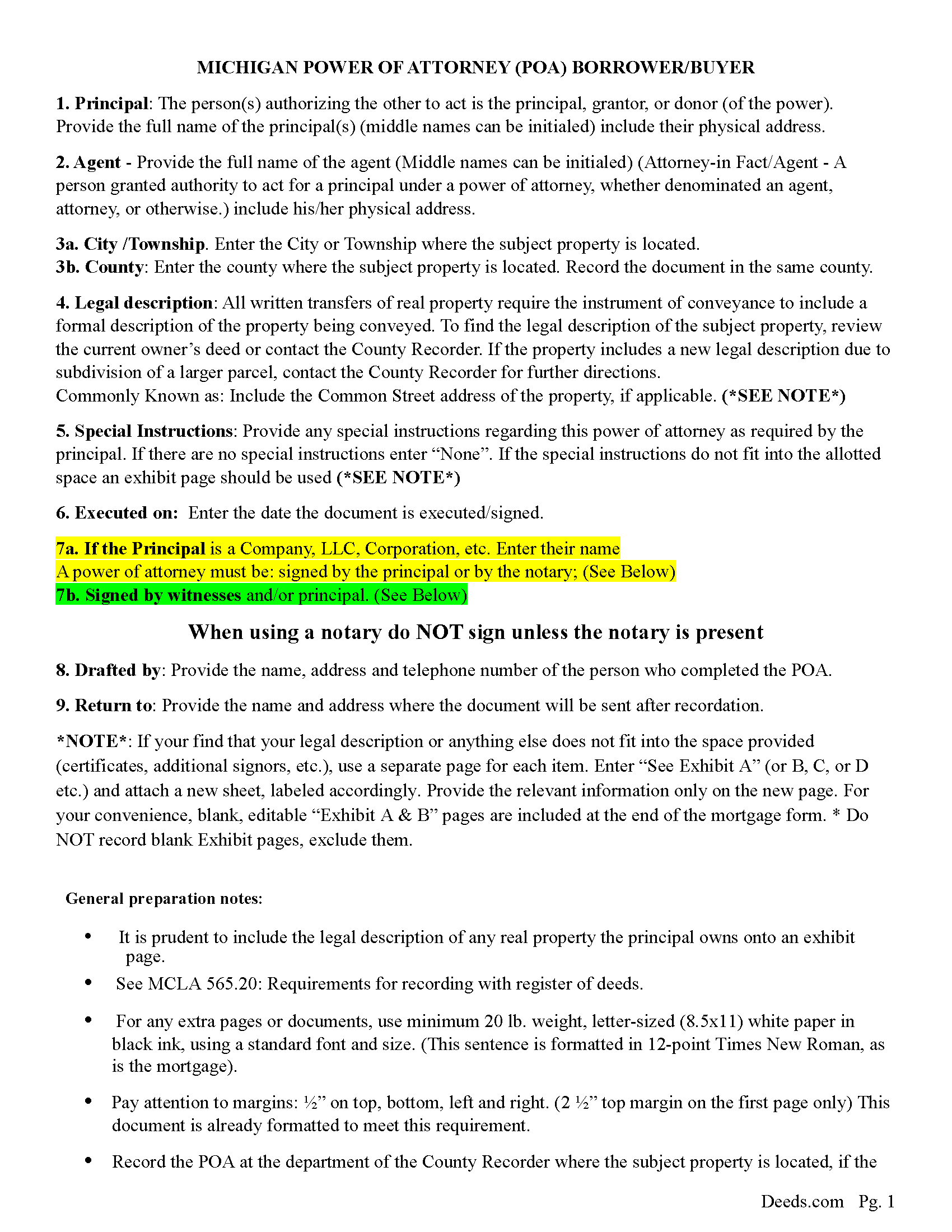 Newaygo County Power of Attorney Guidelines