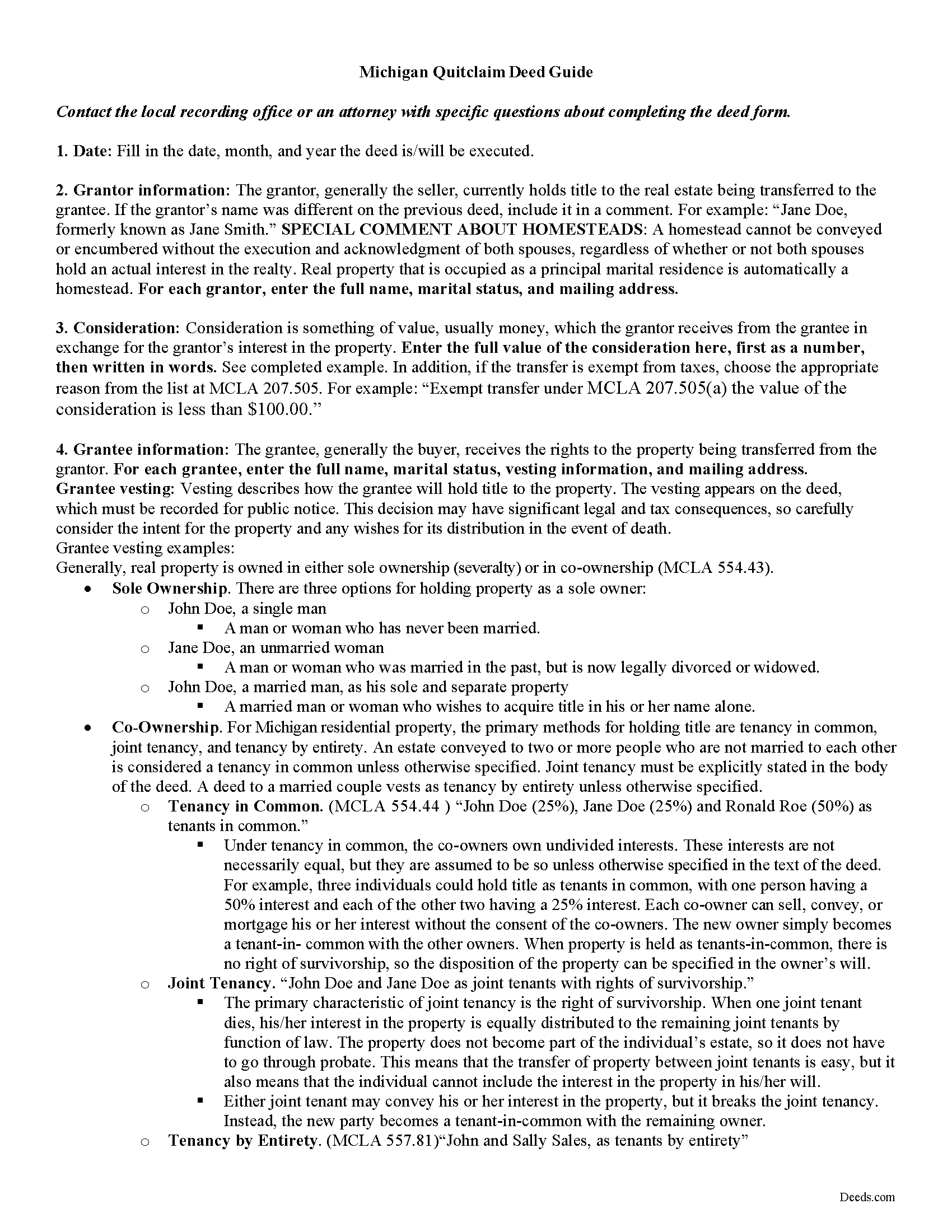 Iosco County Quitclaim Deed Guide