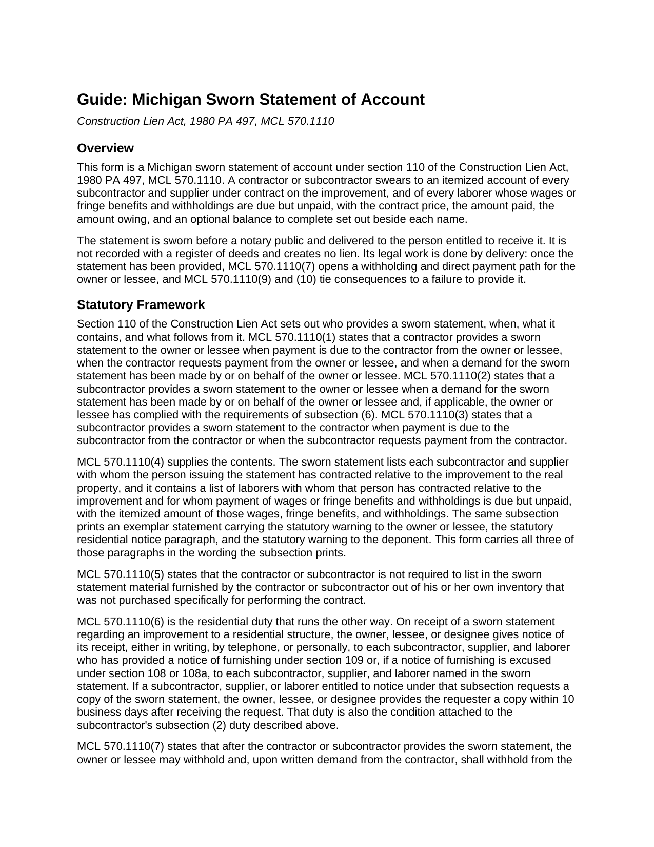 Schoolcraft County Sworn Statement of Account Guide