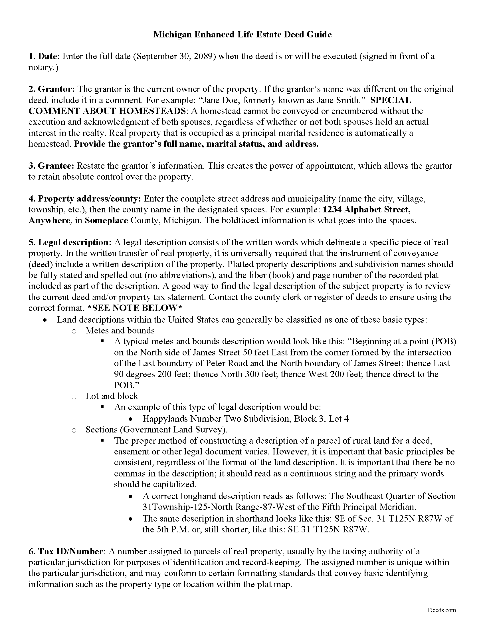 Shiawassee County Warranty Deed with Enhanced Life Estate Guide