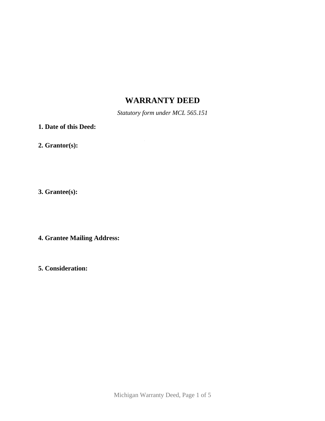Iosco County Warranty Deed Form